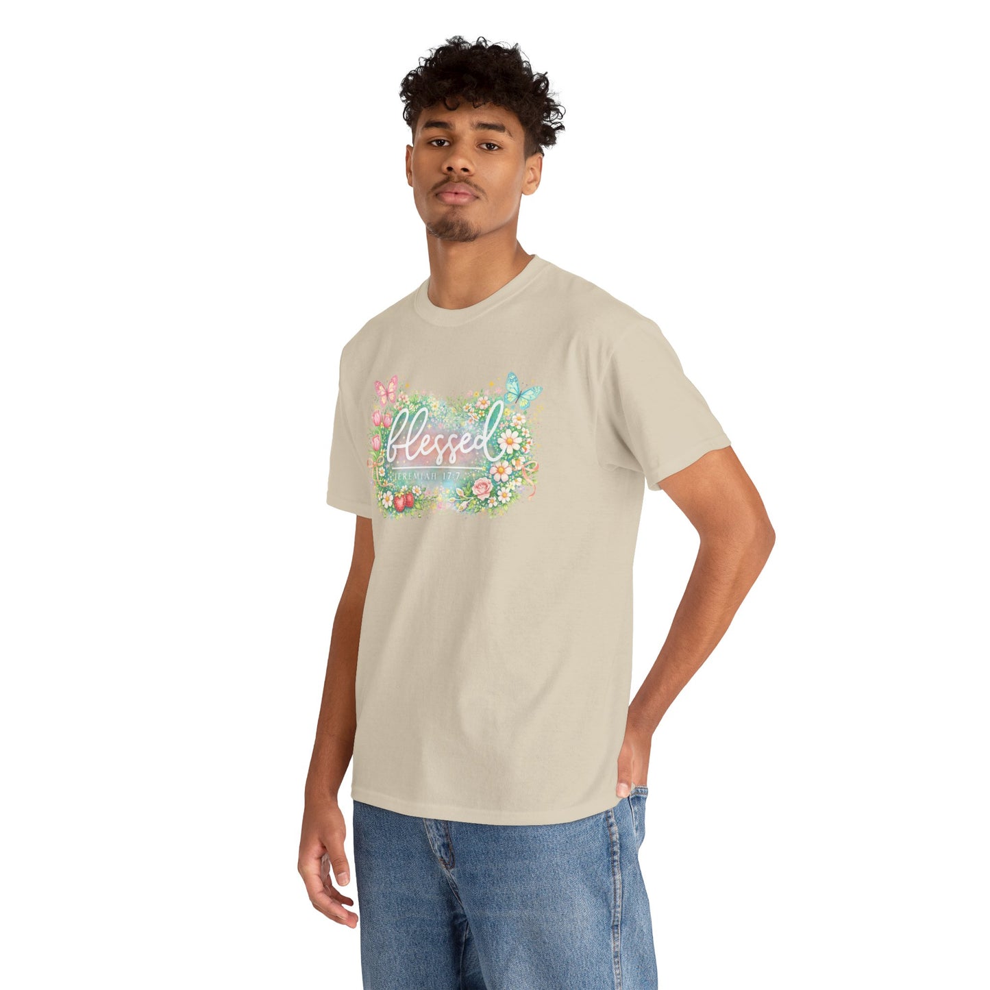 Blessed Floral T-Shirt — Watercolor Flowers & Butterflies Graphic Tee