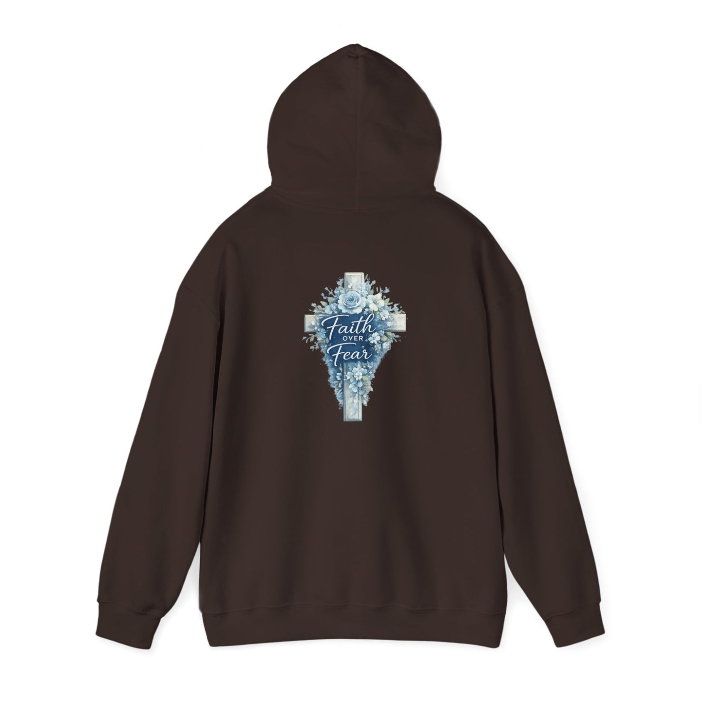 Faith Over Fear Hoodie — Floral Cross Christian Sweatshirt