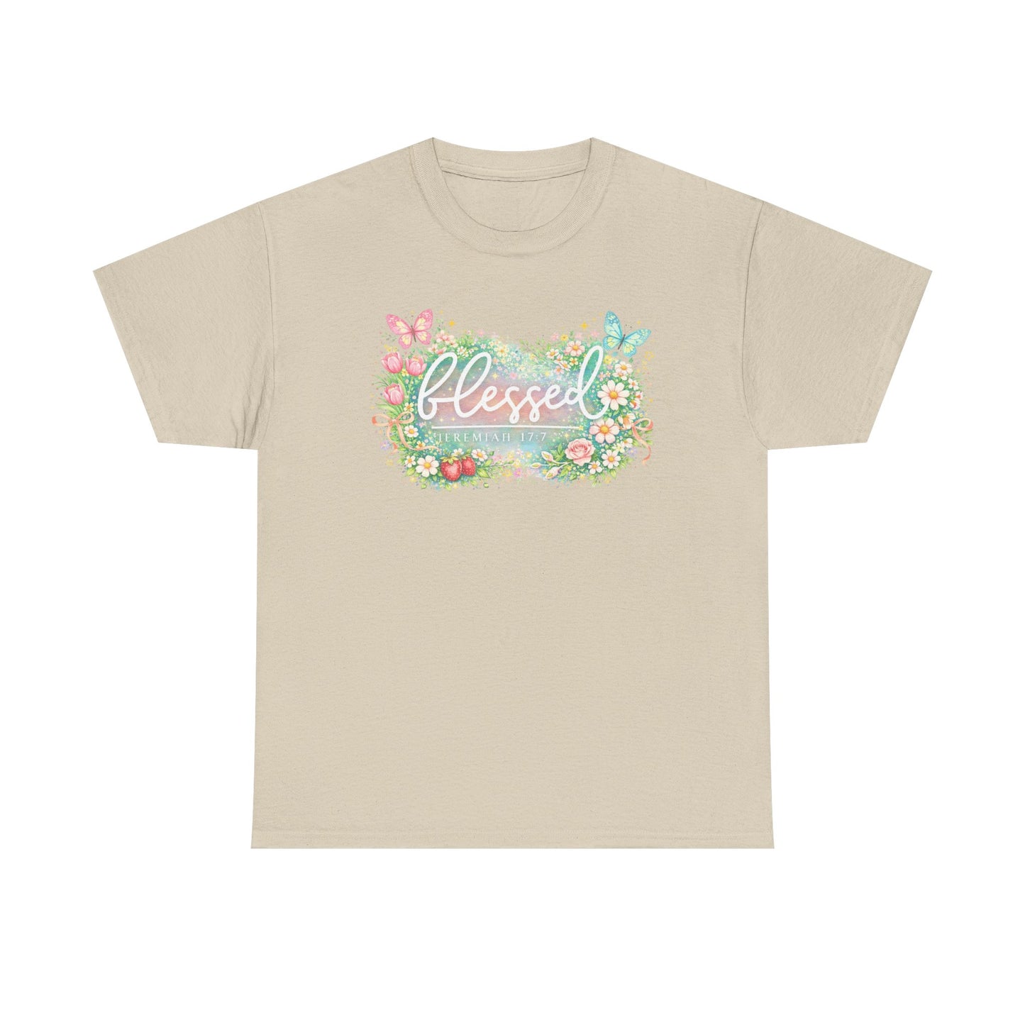 Blessed Floral T-Shirt — Watercolor Flowers & Butterflies Graphic Tee