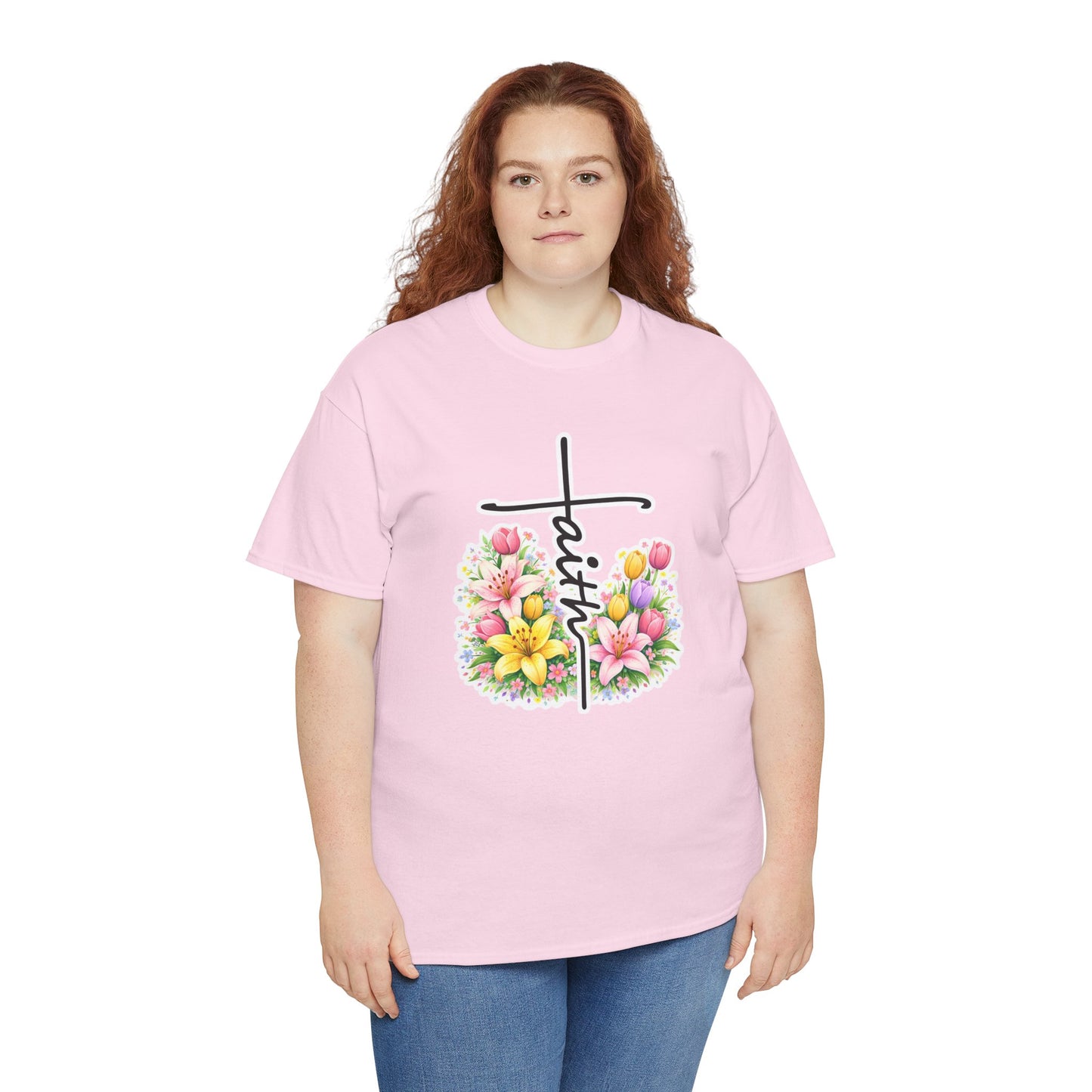 Faith Cross Floral T-Shirt — Christian Inspirational Spring Tee
