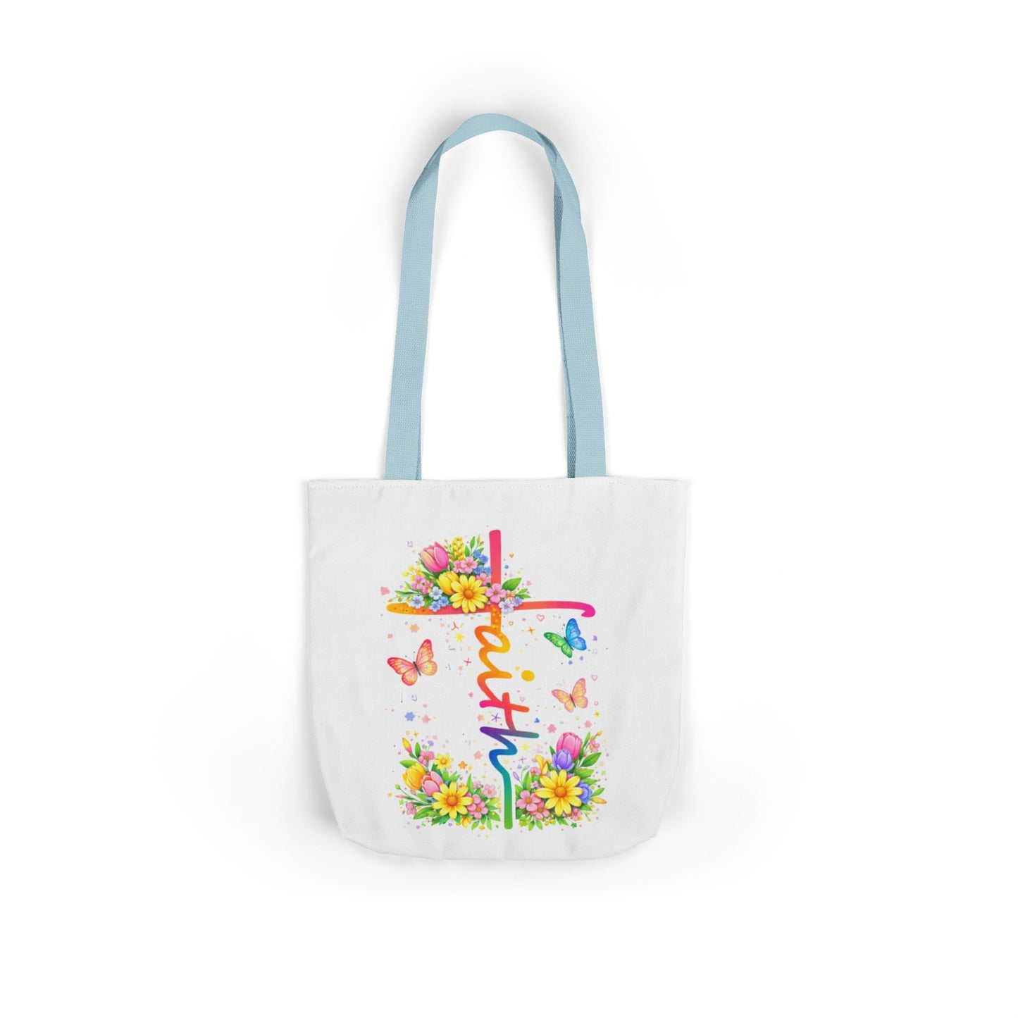 Faith Floral Cross Tote Bag — Canvas Spring Floral Grocery & Church Tote