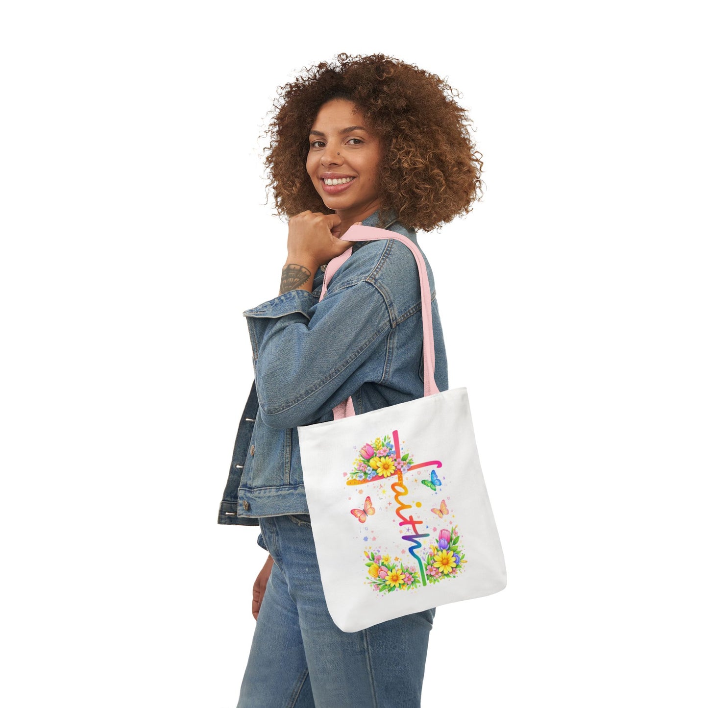 Faith Floral Cross Tote Bag — Canvas Spring Floral Grocery & Church Tote