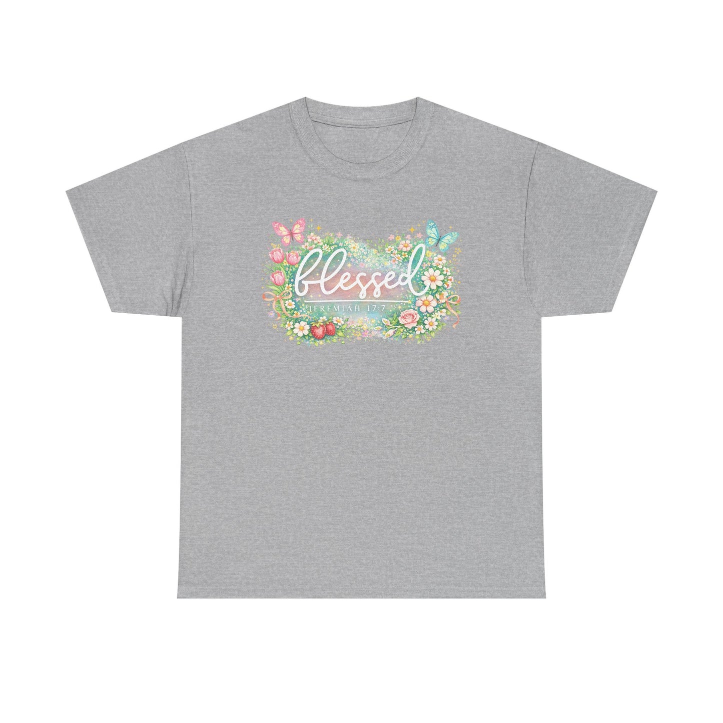 Blessed Floral T-Shirt — Watercolor Flowers & Butterflies Graphic Tee