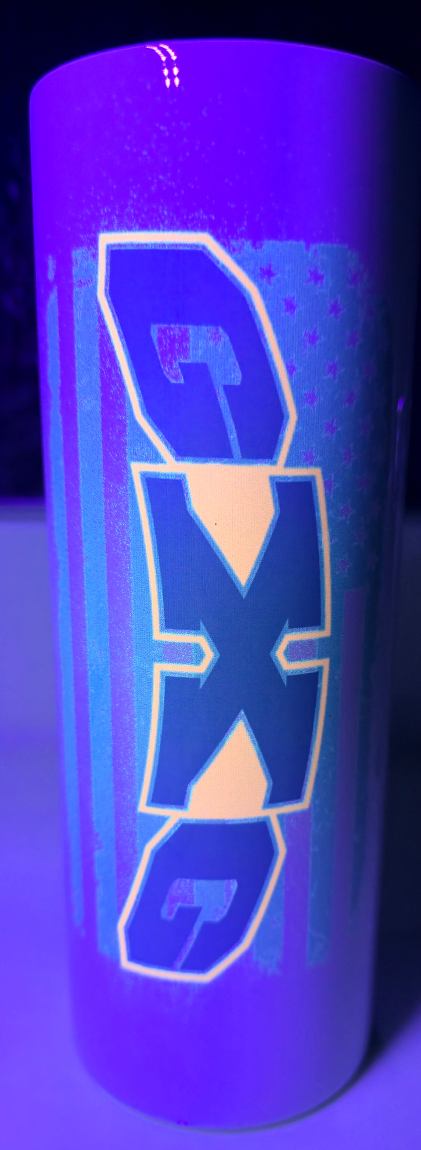 Florescent (Black Light Glow in the Dark)Gen X Guy 20oz Stainless Tumbler with Metal Straw and Cleaning Brush