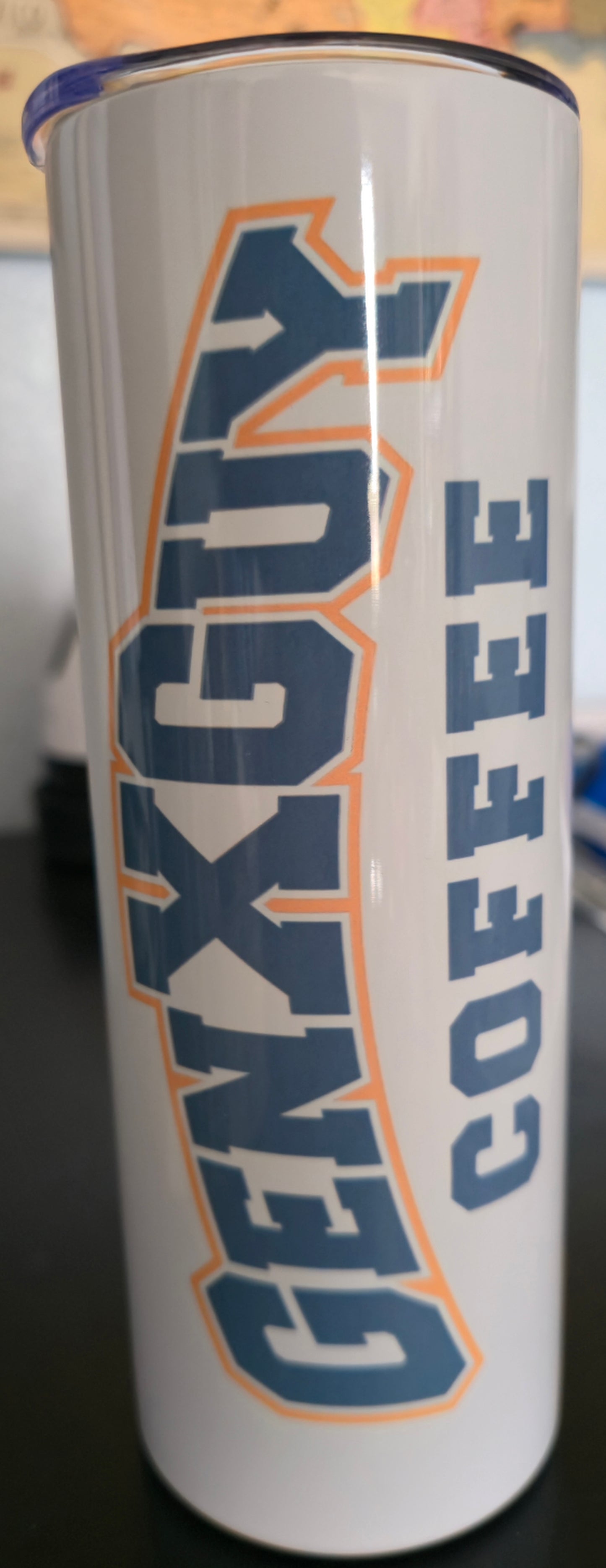 Florescent (Black Light Glow in the Dark)Gen X Guy 20oz Stainless Tumbler with Metal Straw and Cleaning Brush