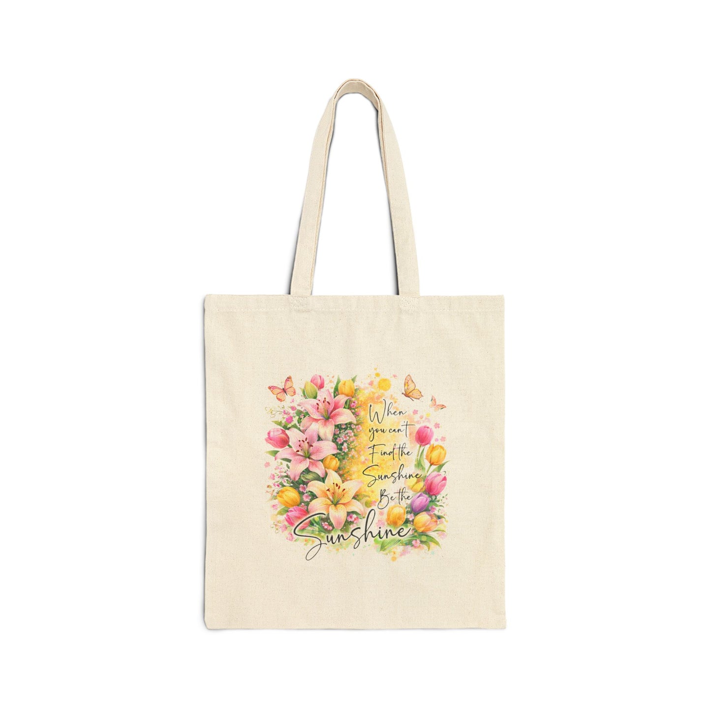 Floral Sunshine Canvas Tote — "You Are My Sunshine" Spring Market Bag