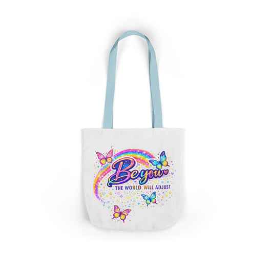 Be You Rainbow Butterfly Canvas Tote — 'Be You, The World Will Adjust' Cotton Bag