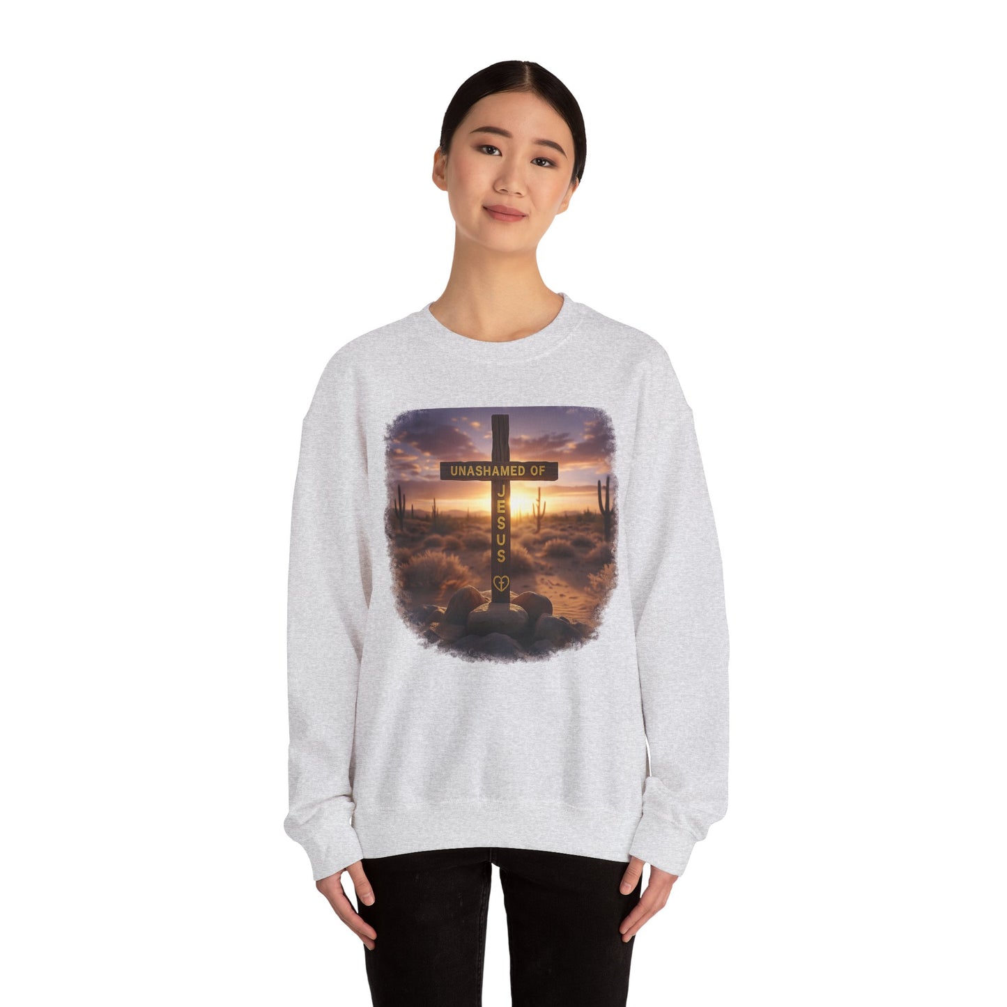 Christian Cross Sweatshirt – "Unashamed of Jesus" Inspirational Crewneck