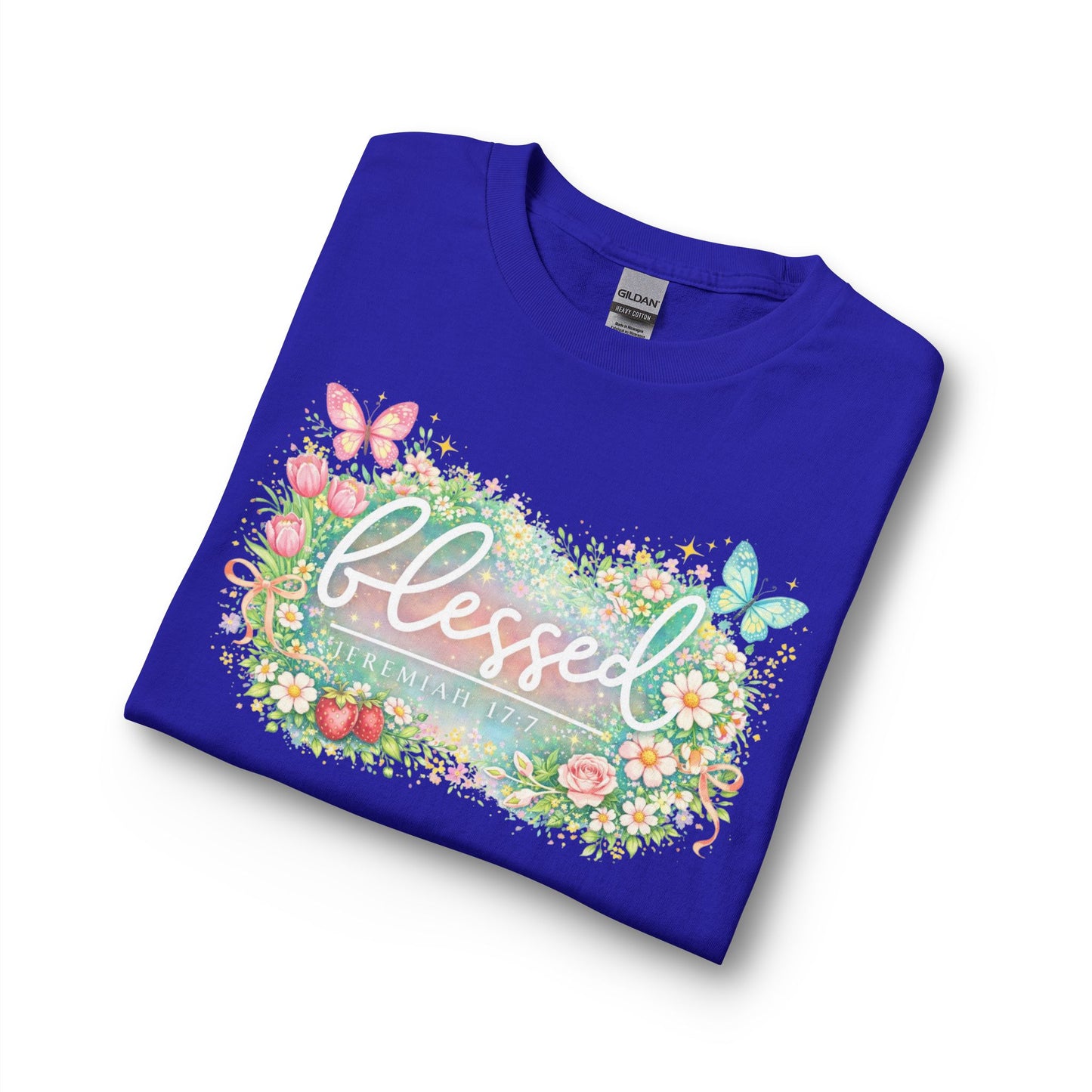 Blessed Floral Long Sleeve Tee — Spring Butterfly Garden Shirt