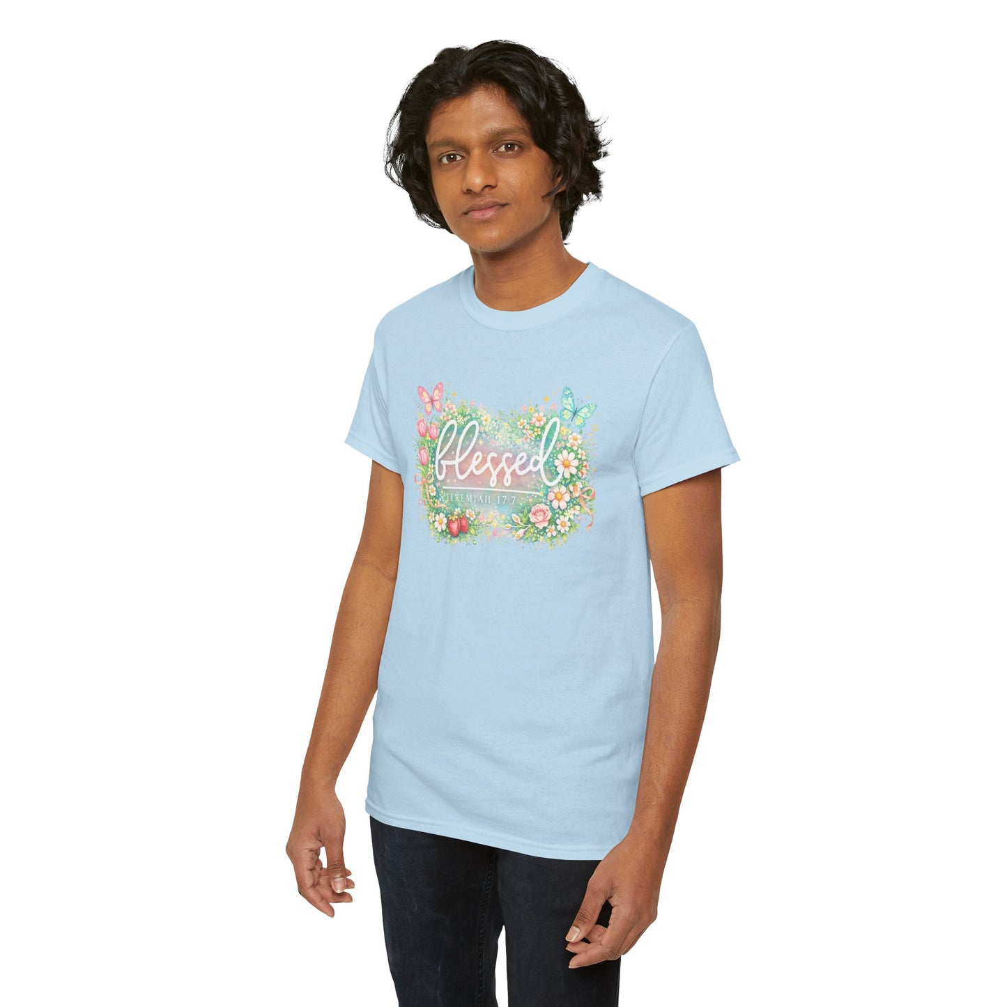 Blessed Floral T-Shirt — Watercolor Flowers & Butterflies Graphic Tee