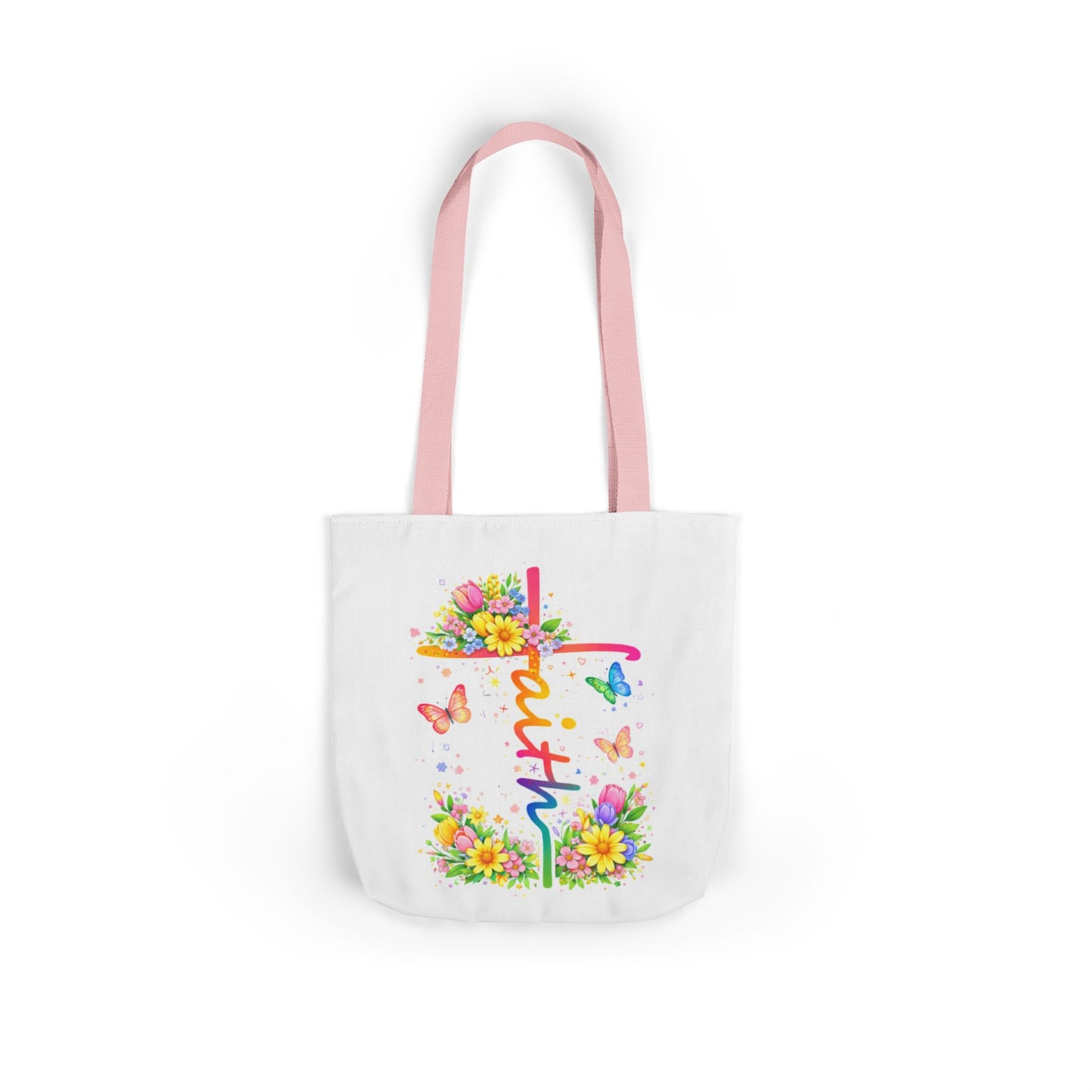 Faith Floral Cross Tote Bag — Canvas Spring Floral Grocery & Church Tote