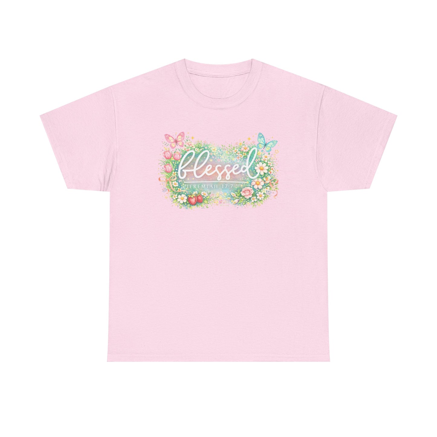 Blessed Floral T-Shirt — Watercolor Flowers & Butterflies Graphic Tee