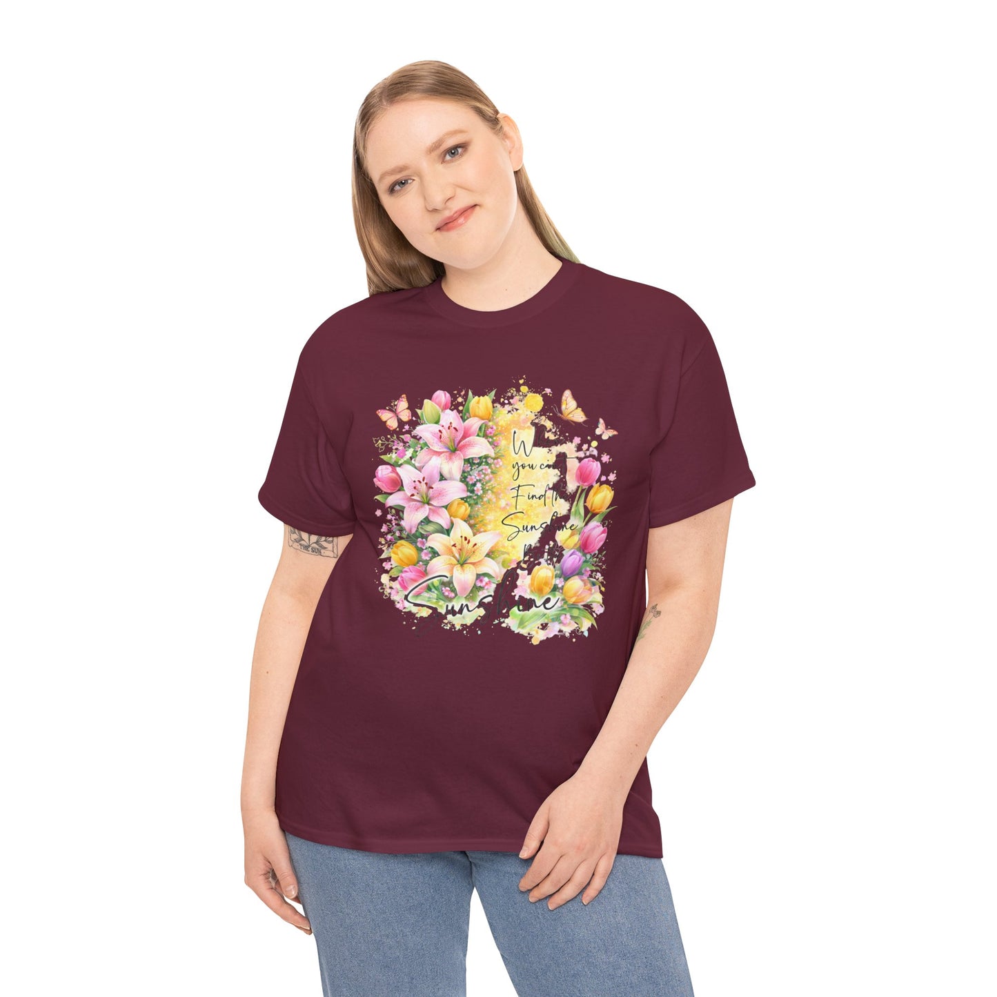 Floral Sunshine Tee — "When You Can’t Find the Sunshine, Be the Sunshine" Women's Spring Graphic T-Shirt