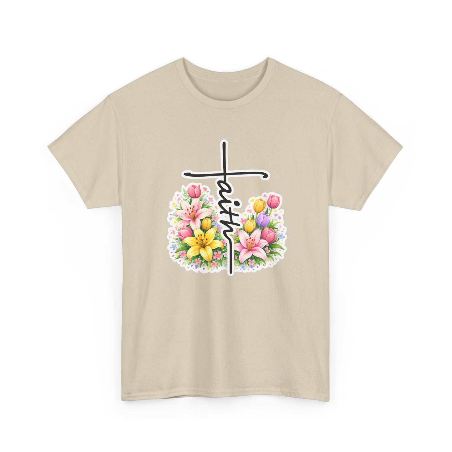 Faith Cross Floral T-Shirt — Christian Inspirational Spring Tee