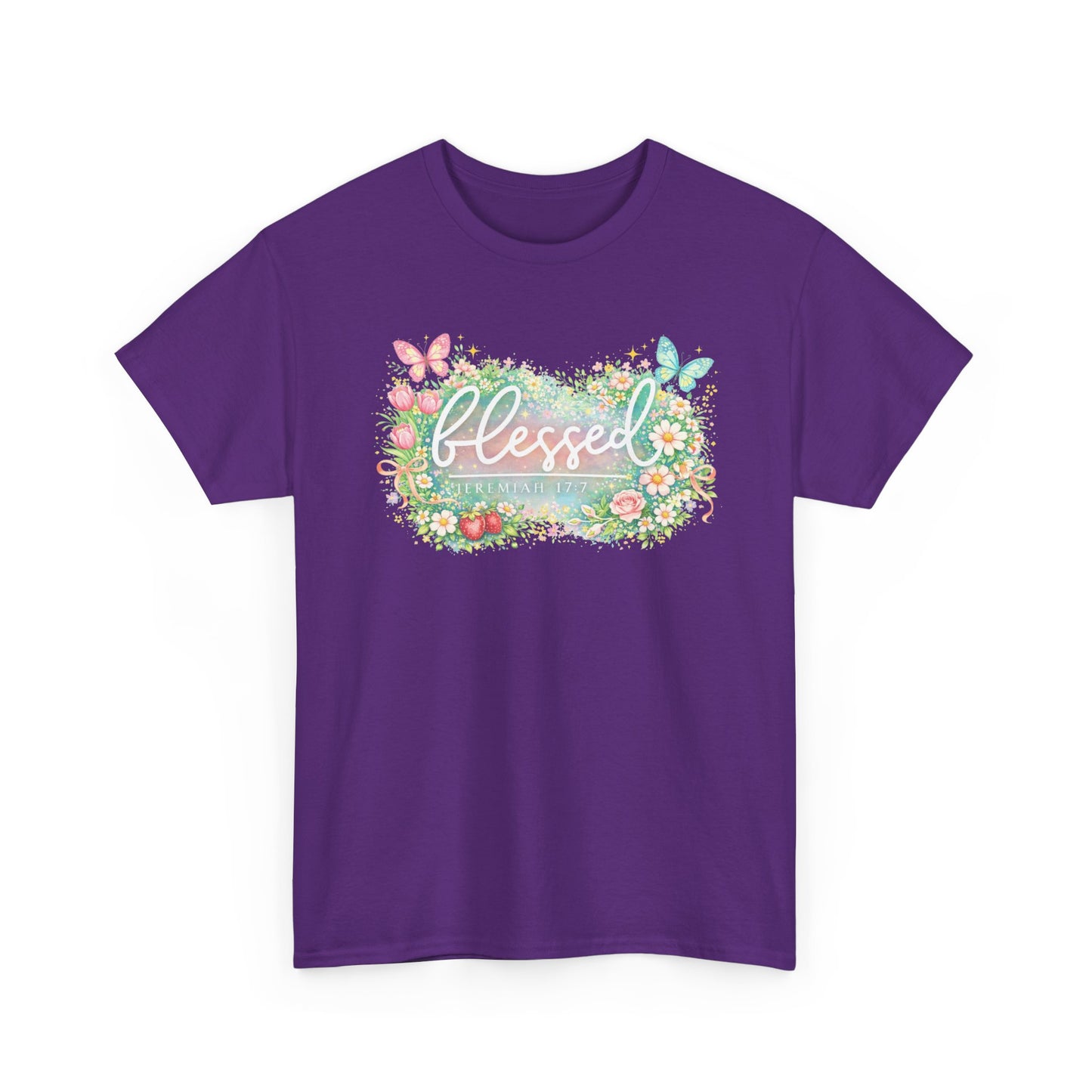 Blessed Floral T-Shirt — Watercolor Flowers & Butterflies Graphic Tee