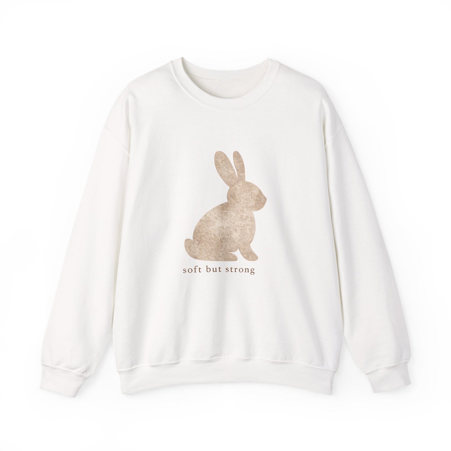 Soft But Strong bunny sweatshirt | vintage rabbit illustration, neutral cozy pullover