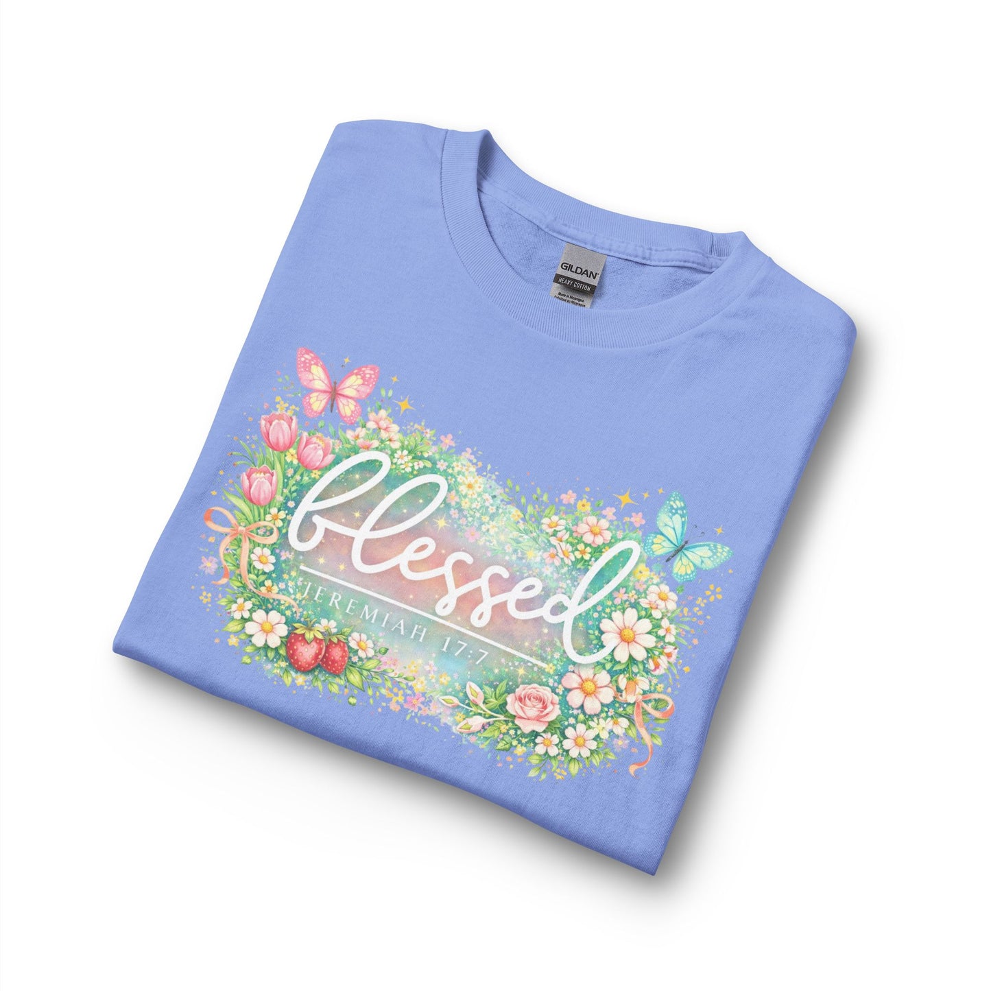 Blessed Floral Long Sleeve Tee — Spring Butterfly Garden Shirt