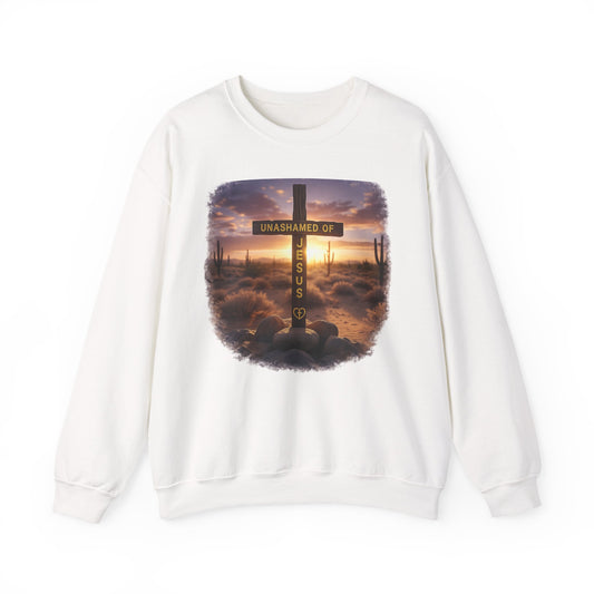 Christian Cross Sweatshirt – "Unashamed of Jesus" Inspirational Crewneck