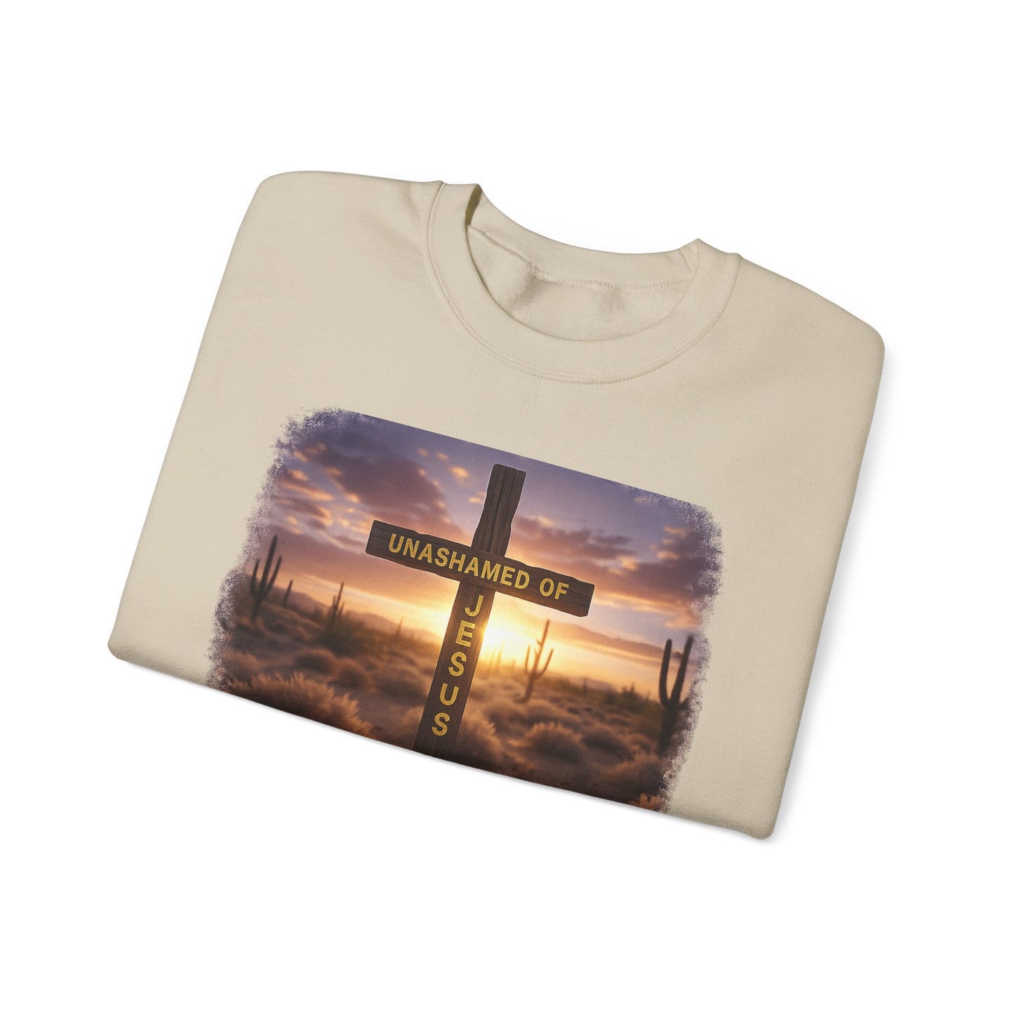 Christian Cross Sweatshirt – "Unashamed of Jesus" Inspirational Crewneck