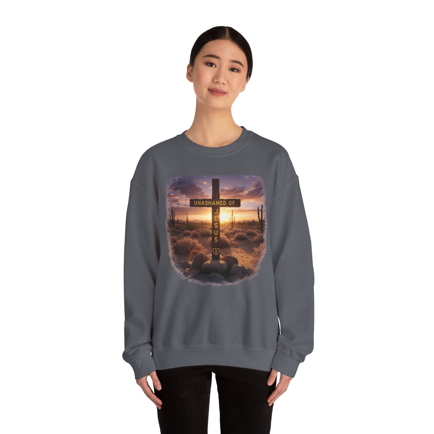 Christian Cross Sweatshirt – "Unashamed of Jesus" Inspirational Crewneck
