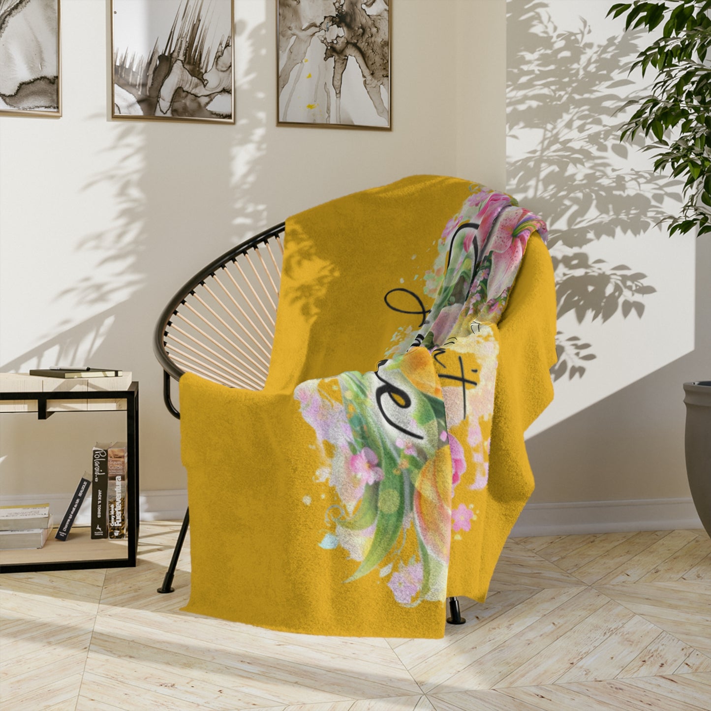 Velveteen Blanket — "When You Can't Find the Sunshine, Be the Sunshine" Floral Throw
