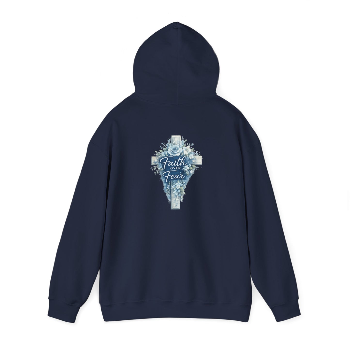 Faith Over Fear Hoodie — Floral Cross Christian Sweatshirt