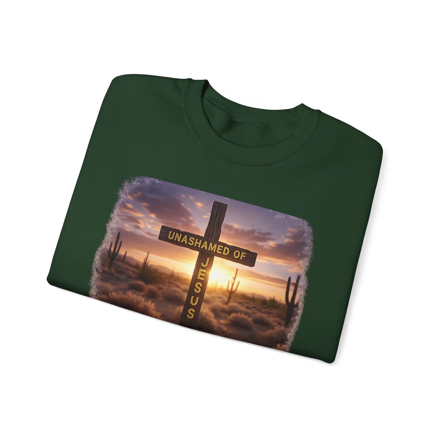 Christian Cross Sweatshirt – "Unashamed of Jesus" Inspirational Crewneck