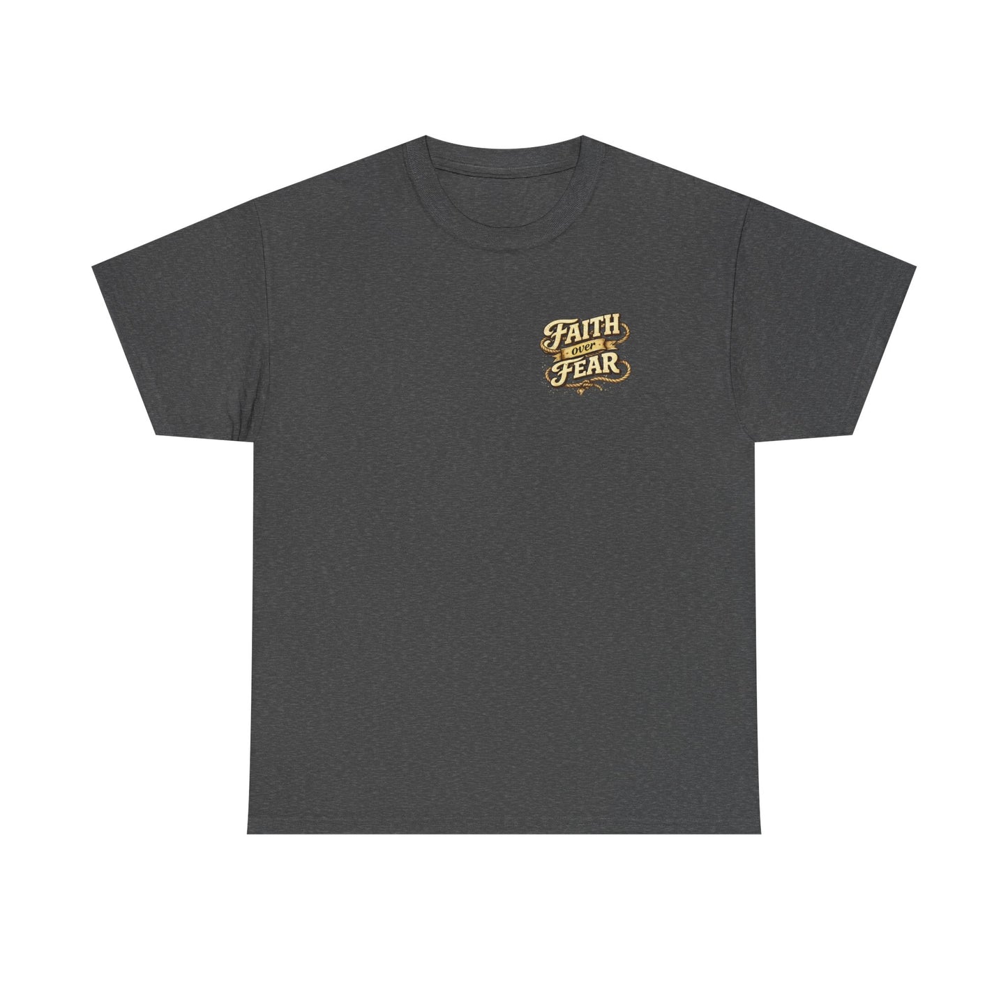 Faith Over Fear Tee — Western Cowboy Christian Shirt with Cross & Skull Design