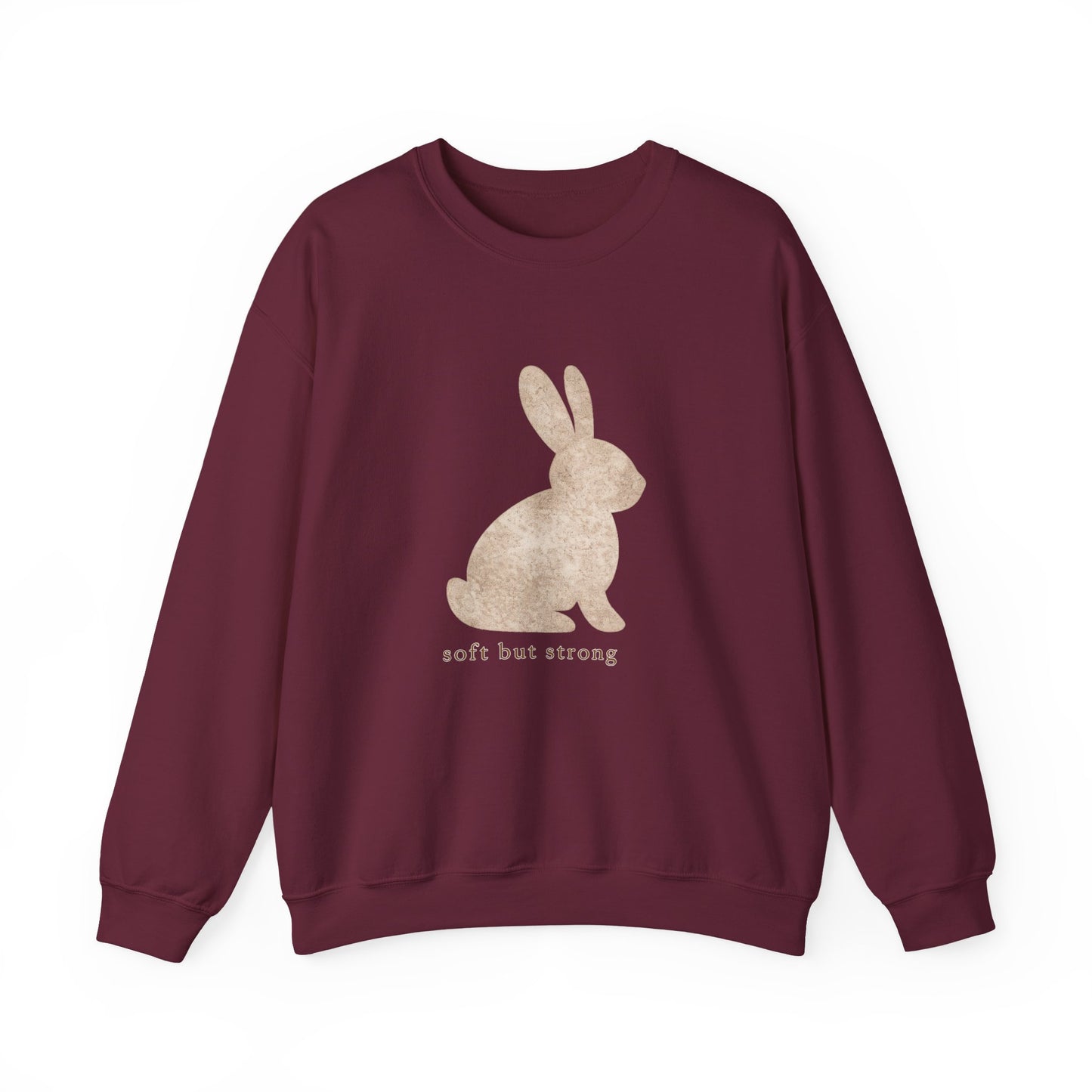 Soft But Strong bunny sweatshirt | vintage rabbit illustration, neutral cozy pullover