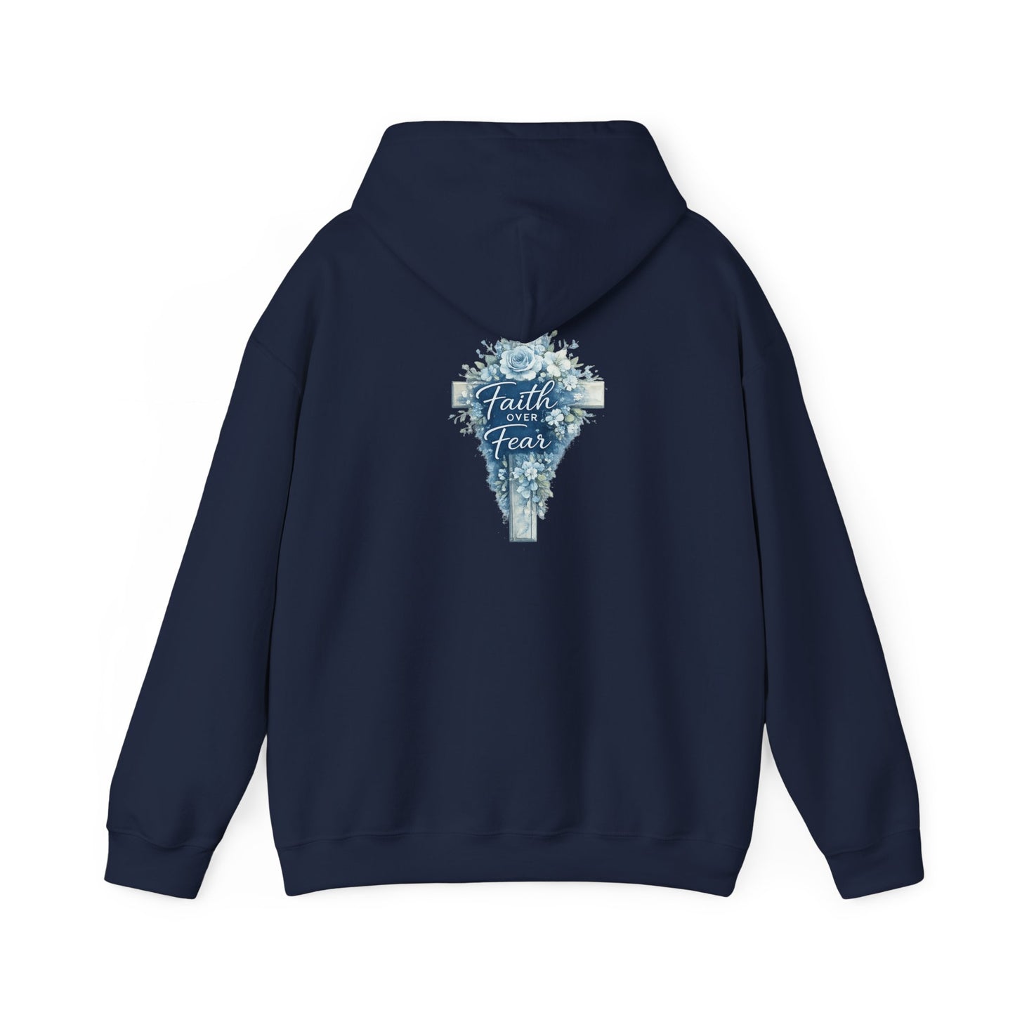 Faith Over Fear Hoodie — Floral Cross Christian Sweatshirt