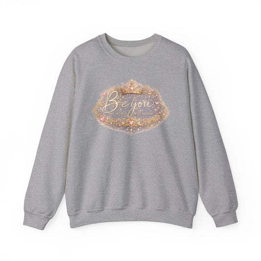 Be You Glitter Crewneck Sweatshirt — Inspirational Sparkle Graphic Sweatshirt