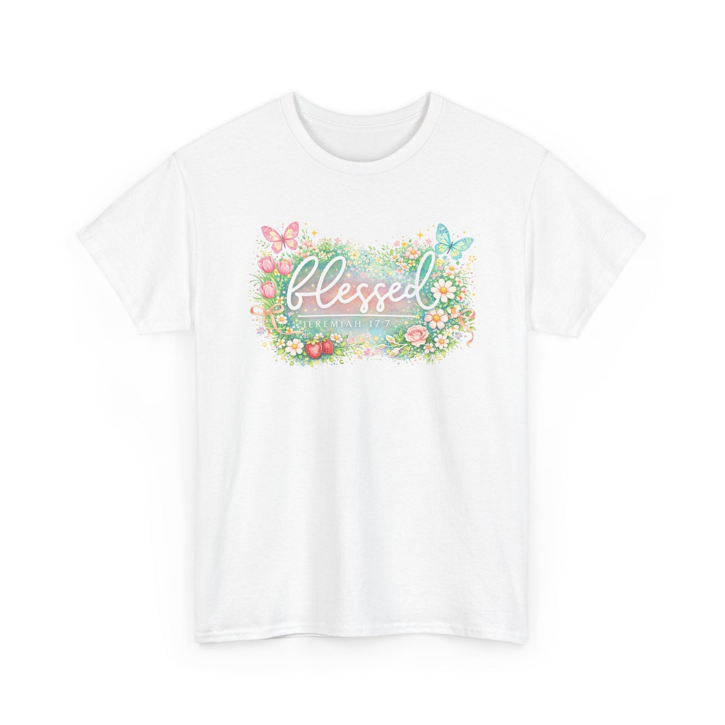 Blessed Floral T-Shirt — Watercolor Flowers & Butterflies Graphic Tee