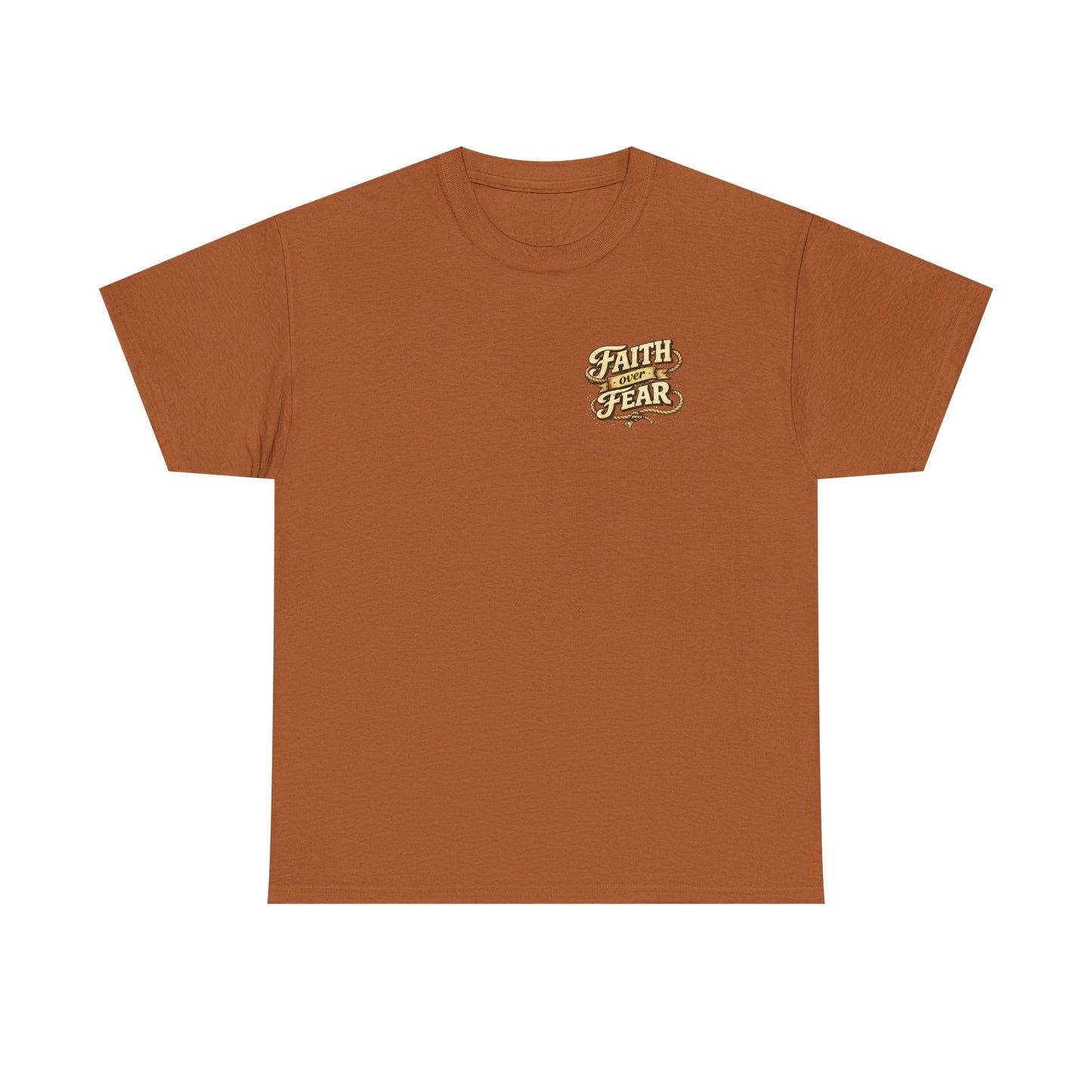 Faith Over Fear Tee — Western Cowboy Christian Shirt with Cross & Skull Design