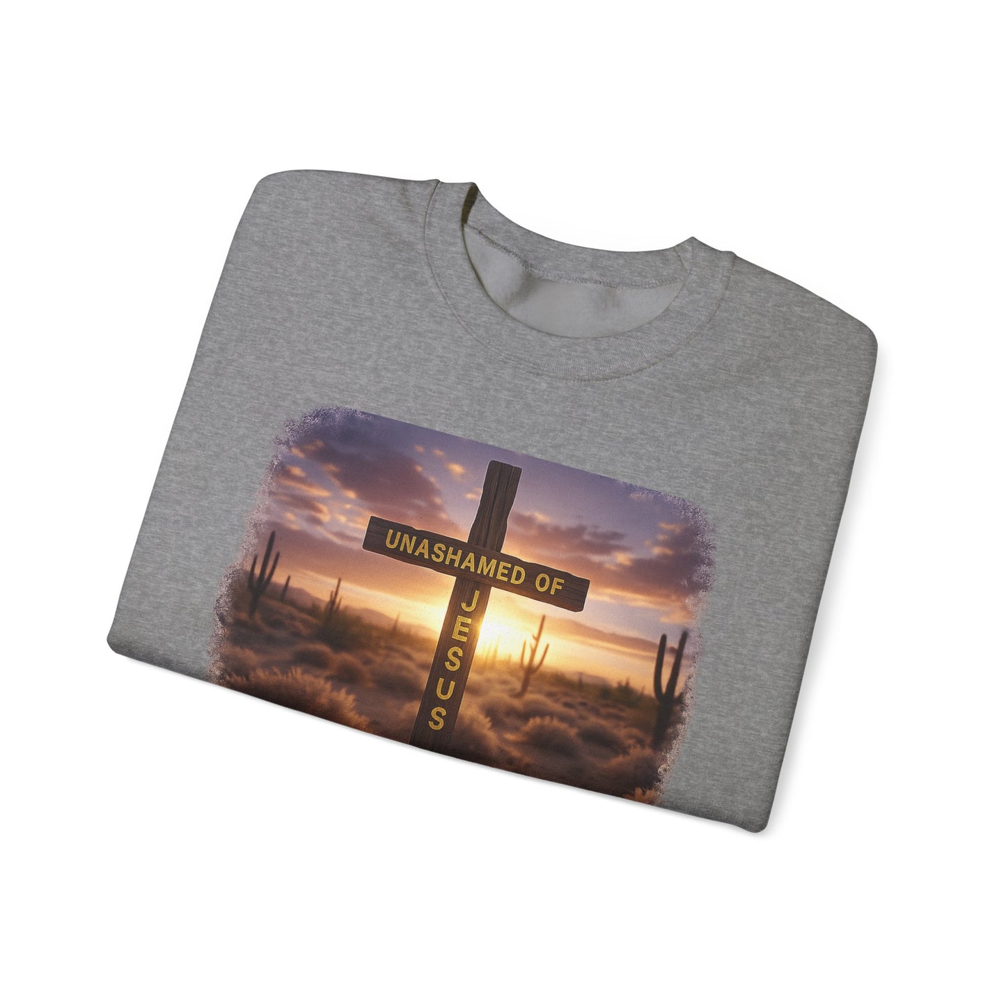 Christian Cross Sweatshirt – "Unashamed of Jesus" Inspirational Crewneck