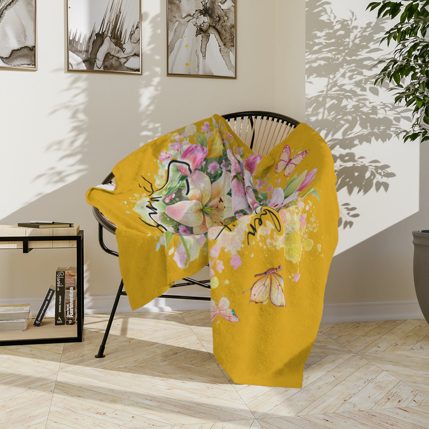 Velveteen Blanket — "When You Can't Find the Sunshine, Be the Sunshine" Floral Throw