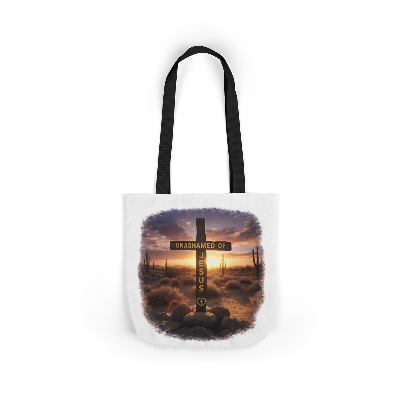 Tote Bag — "Unashamed of Jesus" Cross Sunset Canvas Tote