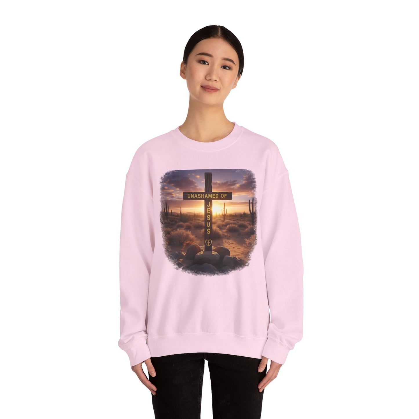 Christian Cross Sweatshirt – "Unashamed of Jesus" Inspirational Crewneck