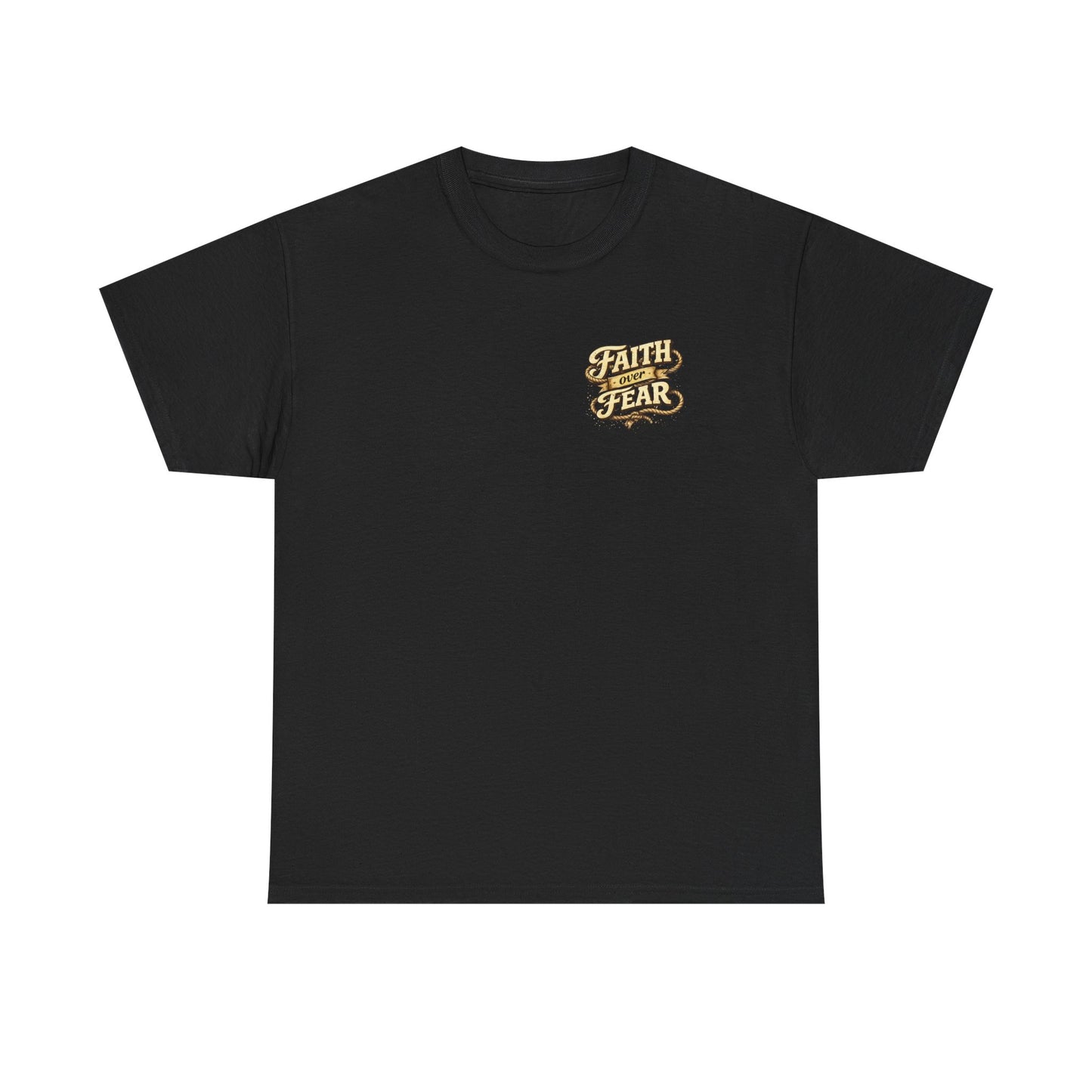 Faith Over Fear Tee — Western Cowboy Christian Shirt with Cross & Skull Design