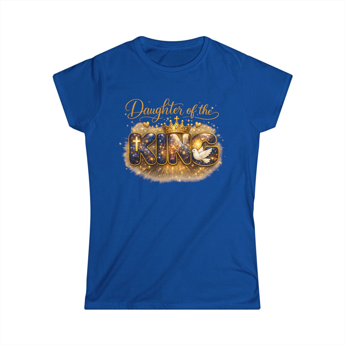 Daughter of the King Women's Tee — Sparkling Gold Crown Christian Faith Shirt