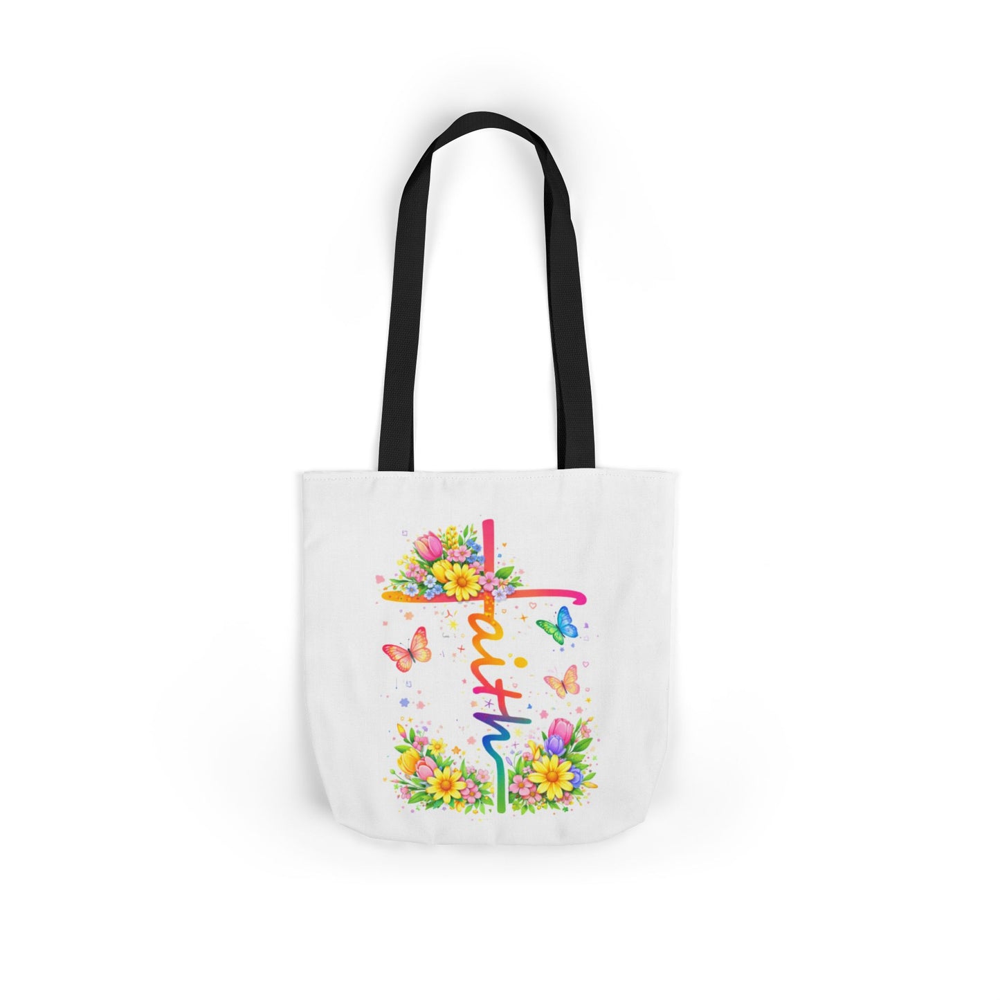 Faith Floral Cross Tote Bag — Canvas Spring Floral Grocery & Church Tote