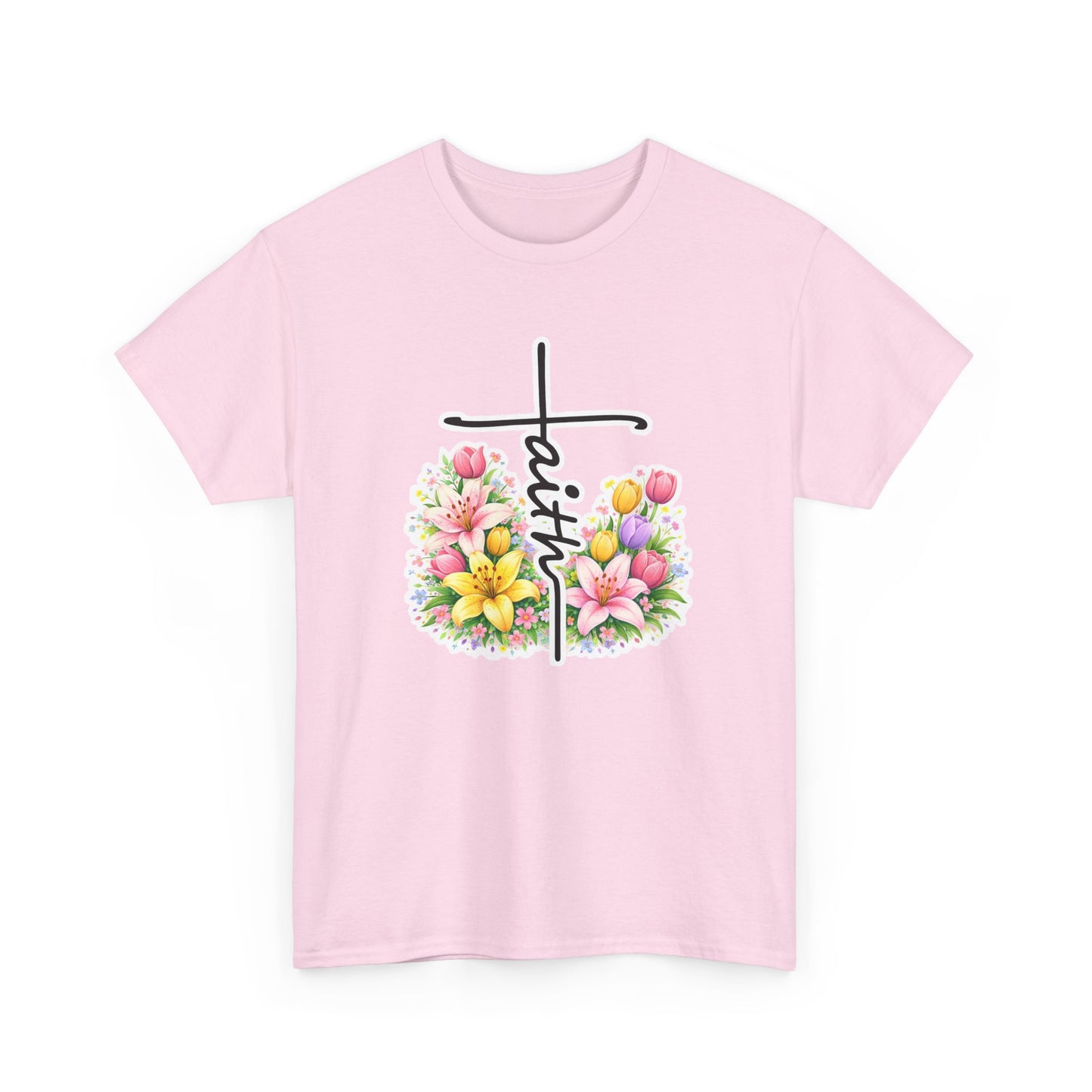 Faith Cross Floral T-Shirt — Christian Inspirational Spring Tee