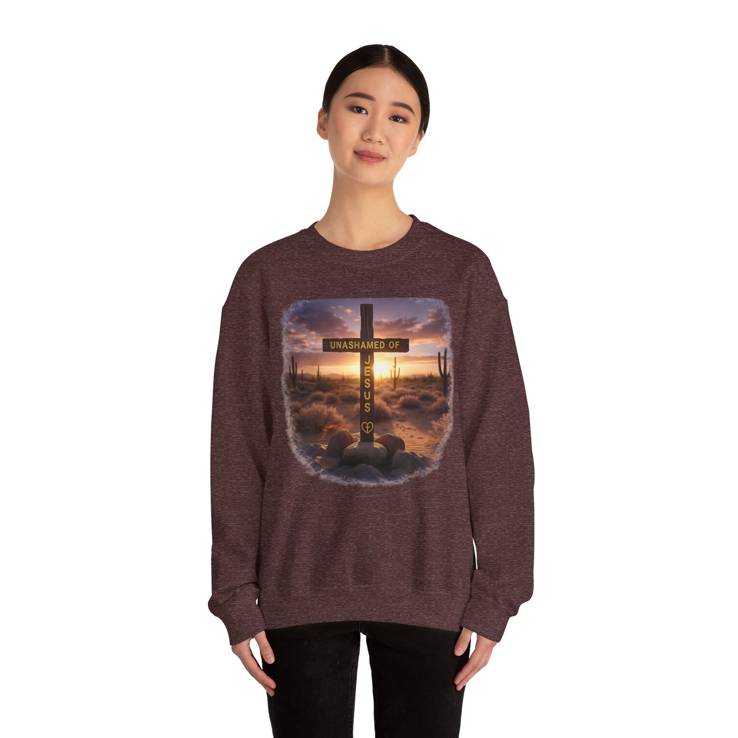 Christian Cross Sweatshirt – "Unashamed of Jesus" Inspirational Crewneck