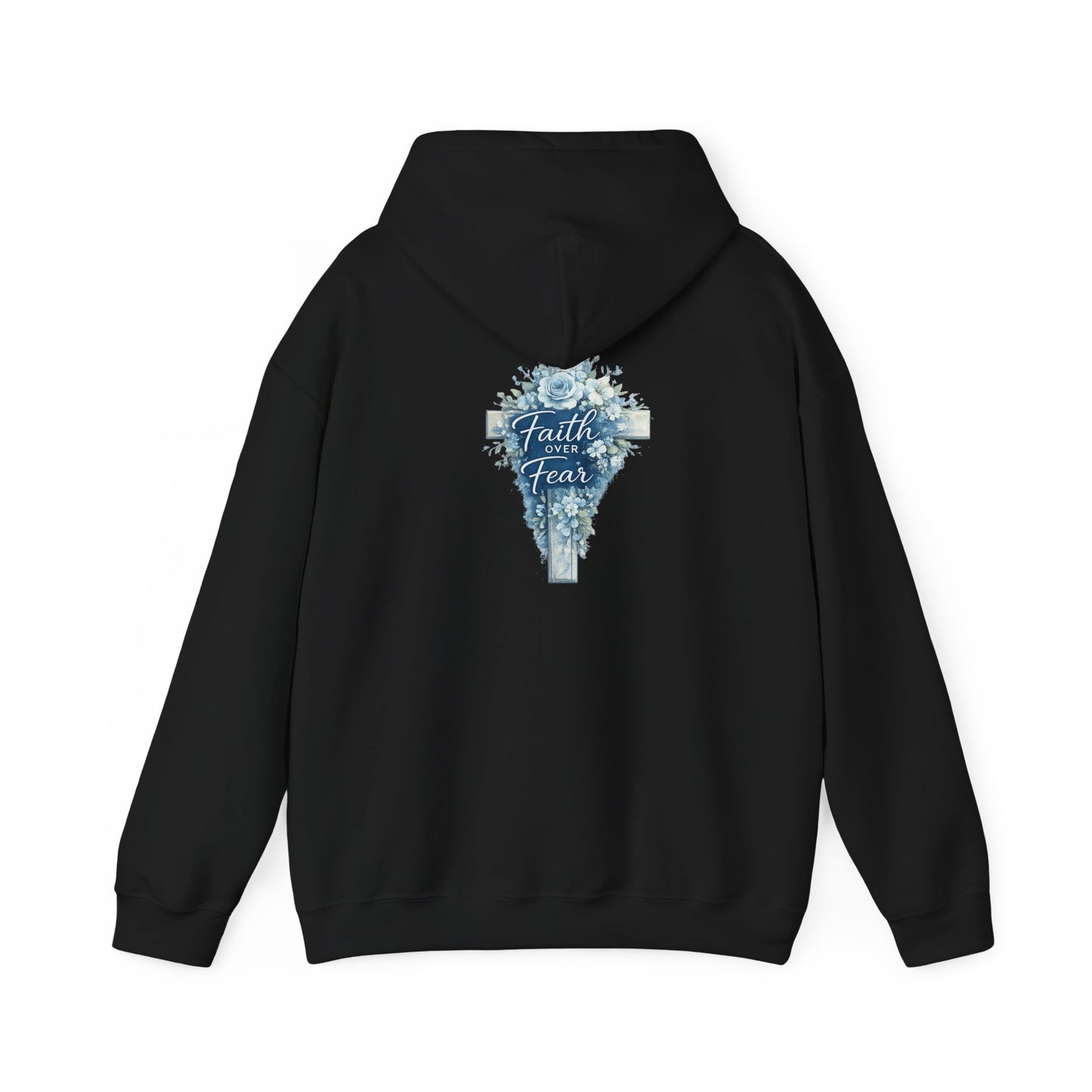 Faith Over Fear Hoodie — Floral Cross Christian Sweatshirt
