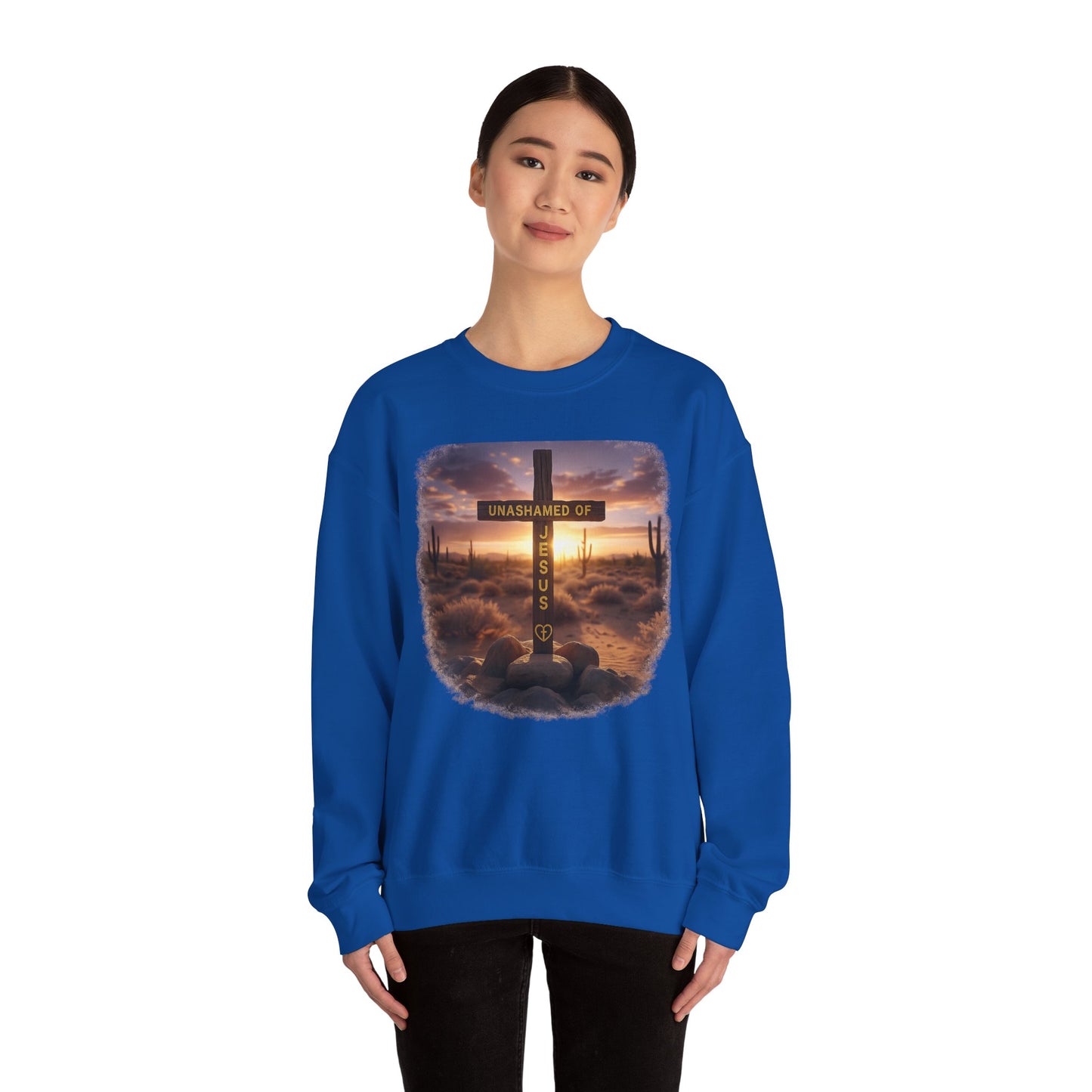 Christian Cross Sweatshirt – "Unashamed of Jesus" Inspirational Crewneck