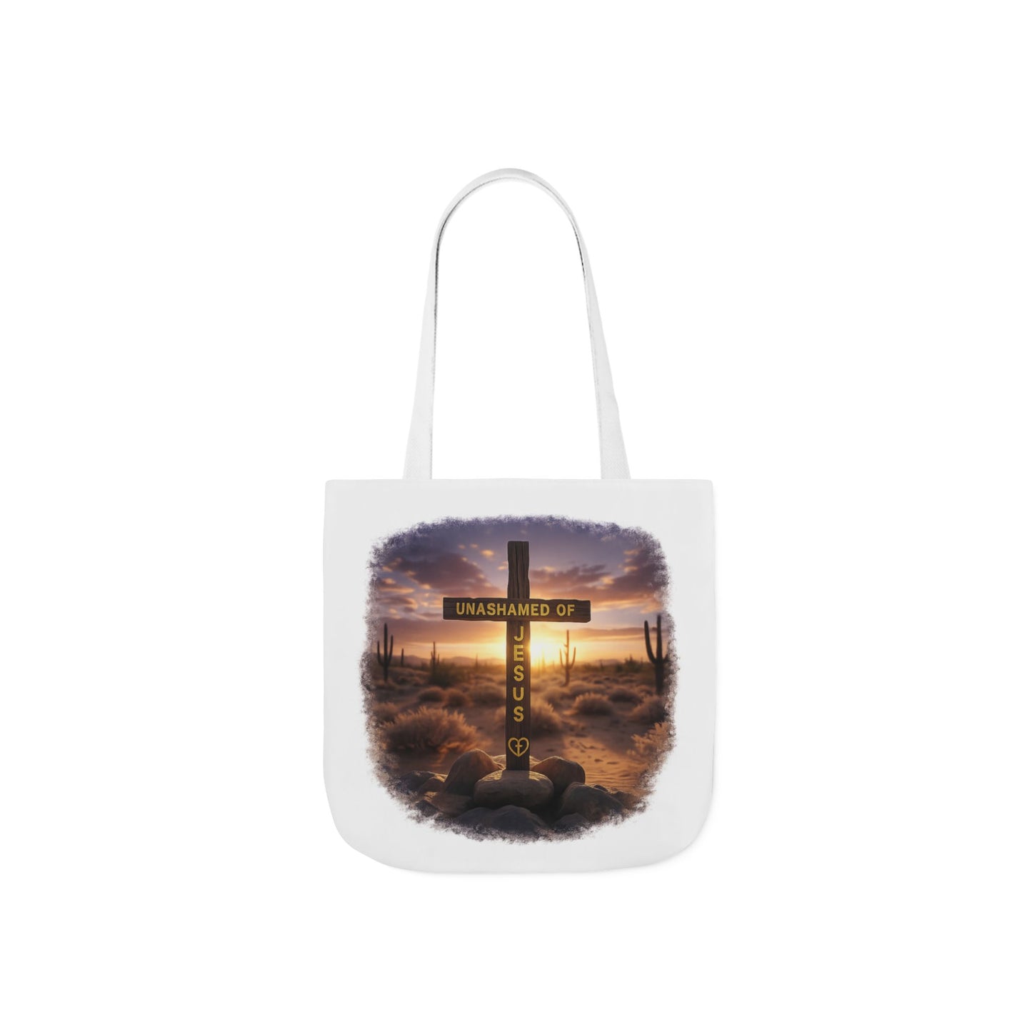 Tote Bag — "Unashamed of Jesus" Cross Sunset Canvas Tote