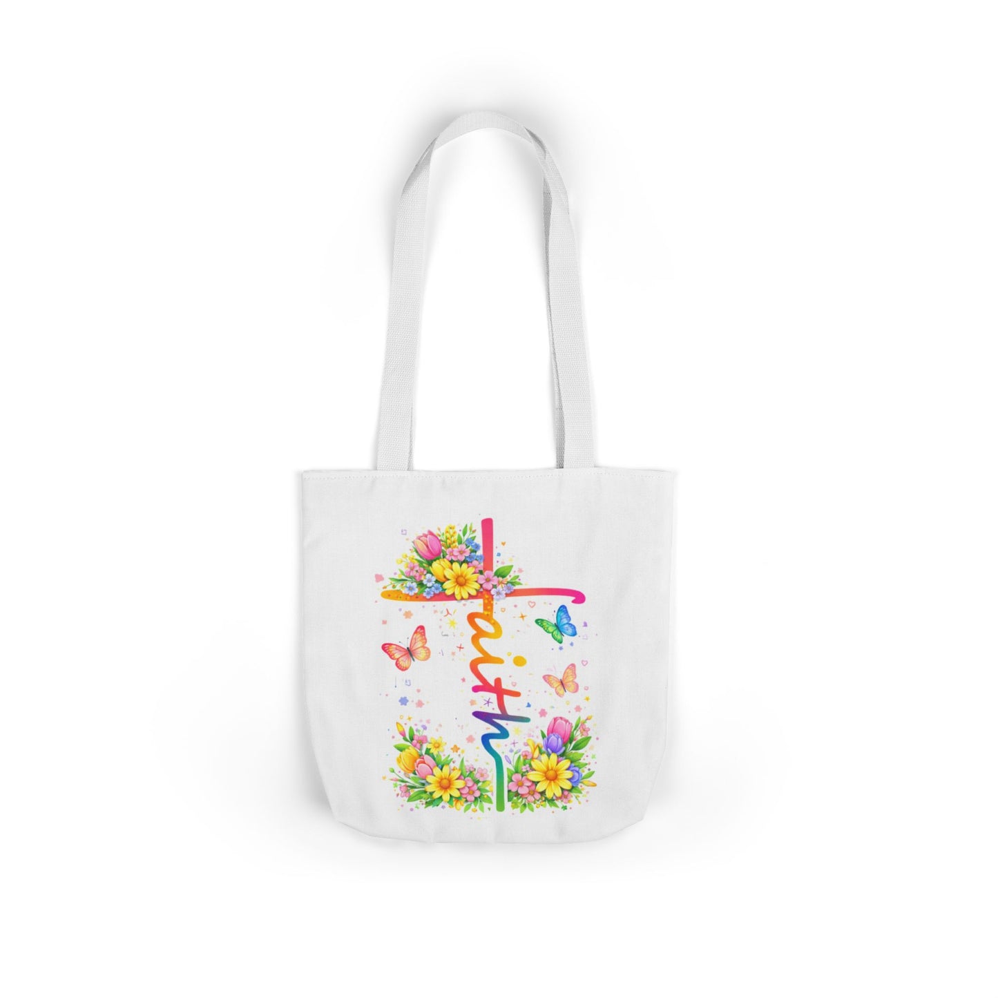 Faith Floral Cross Tote Bag — Canvas Spring Floral Grocery & Church Tote
