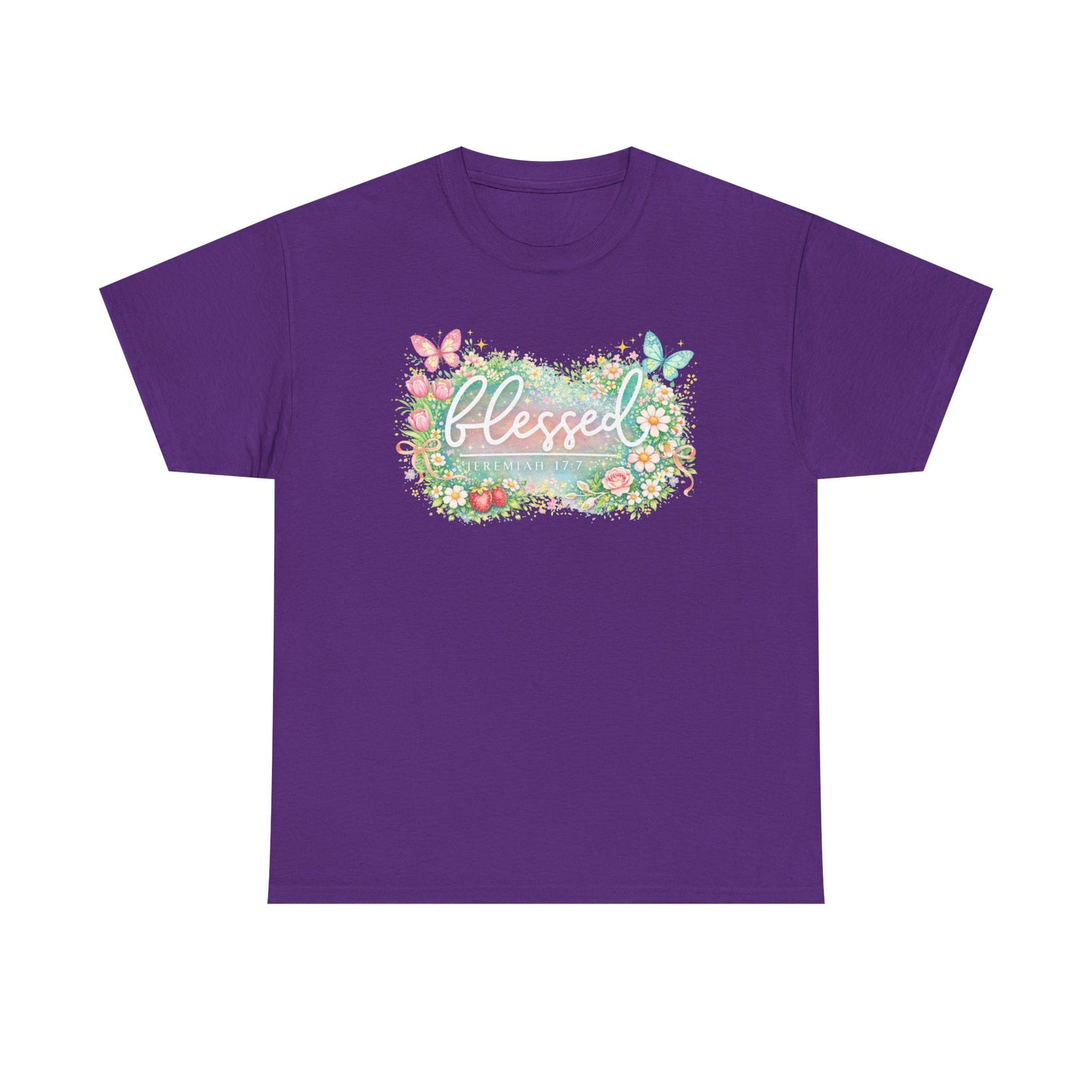 Blessed Floral T-Shirt — Watercolor Flowers & Butterflies Graphic Tee