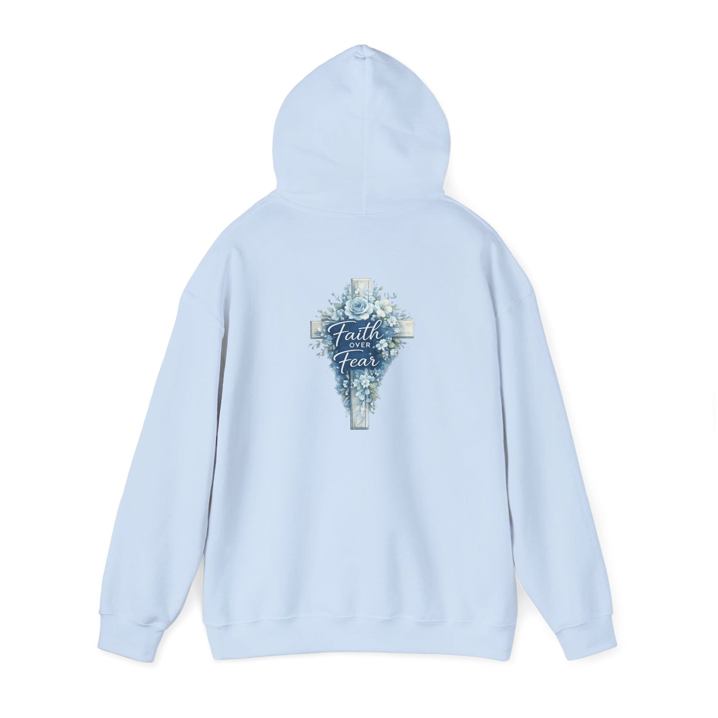 Faith Over Fear Hoodie — Floral Cross Christian Sweatshirt