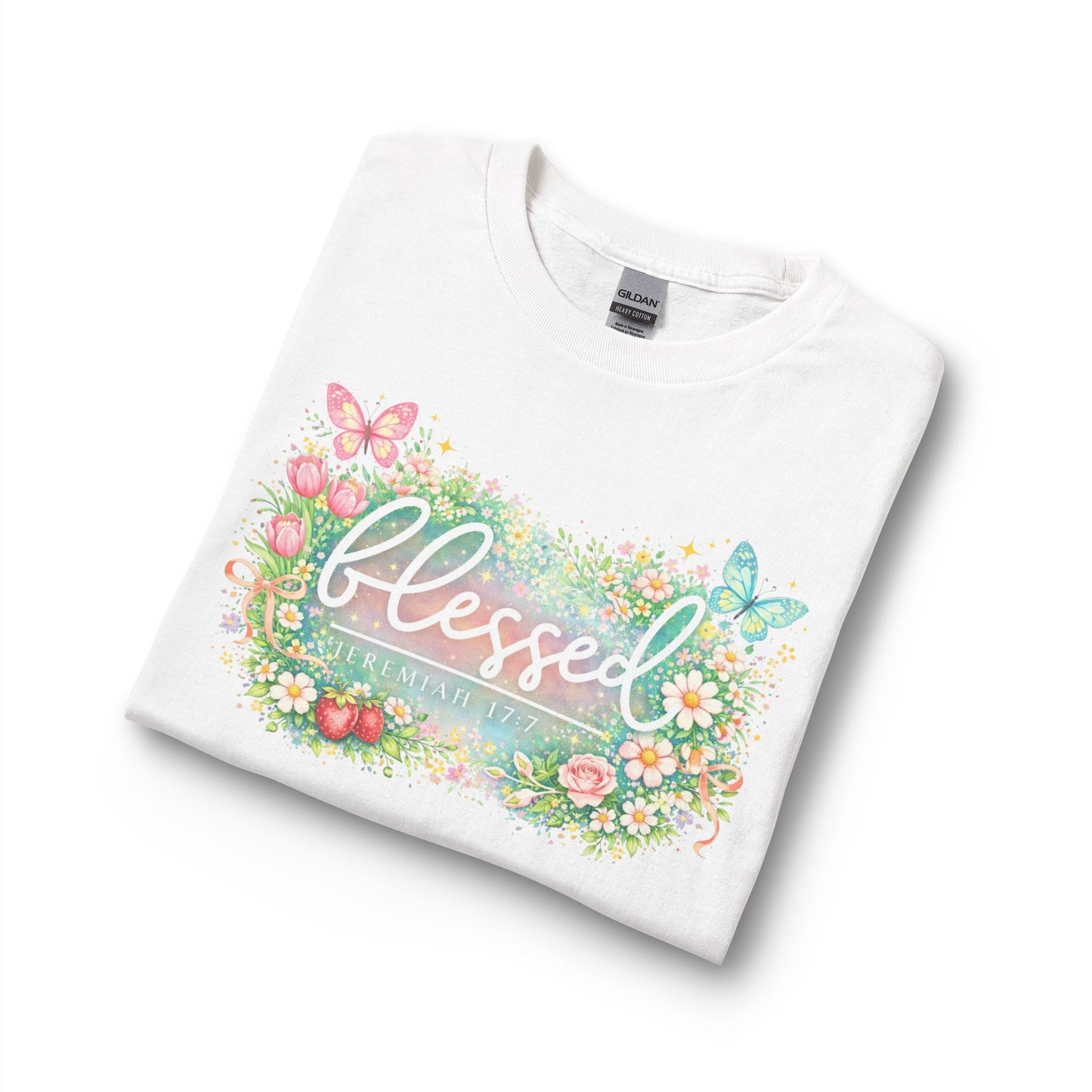 Blessed Floral Long Sleeve Tee — Spring Butterfly Garden Shirt