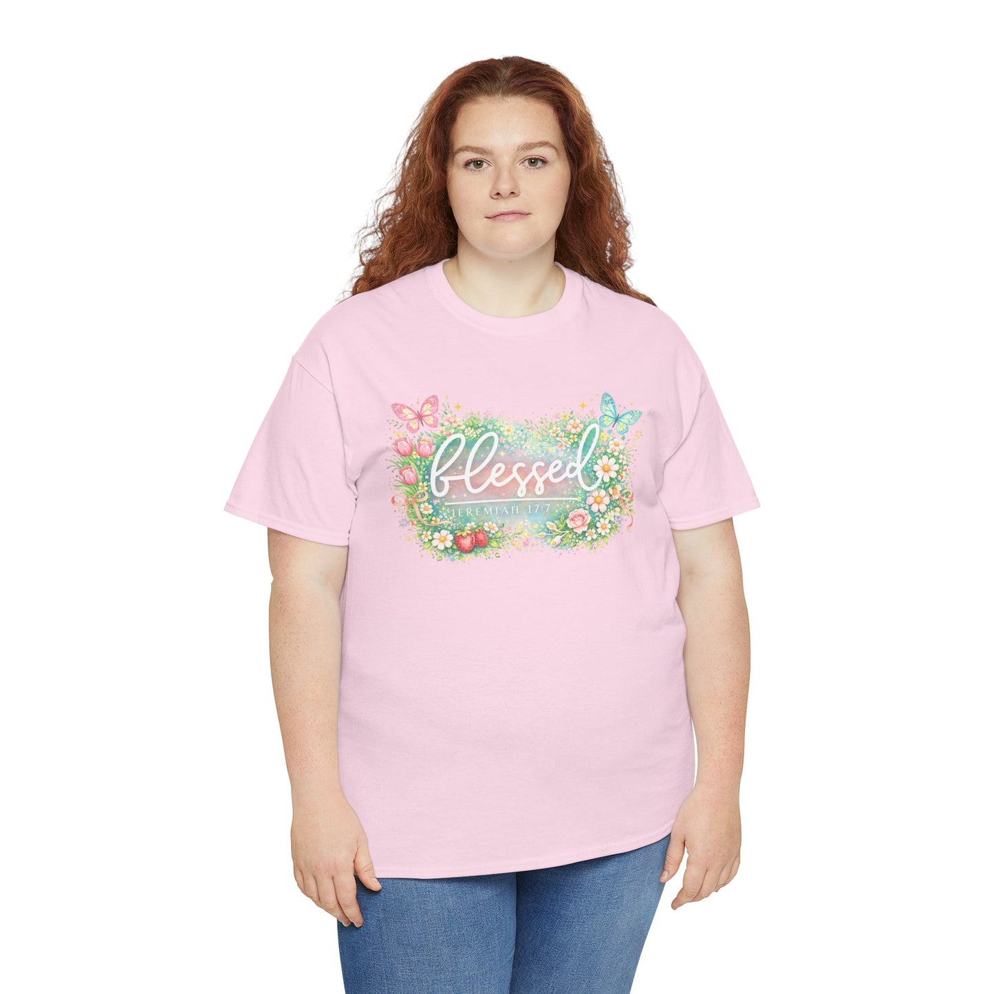 Blessed Floral T-Shirt — Watercolor Flowers & Butterflies Graphic Tee